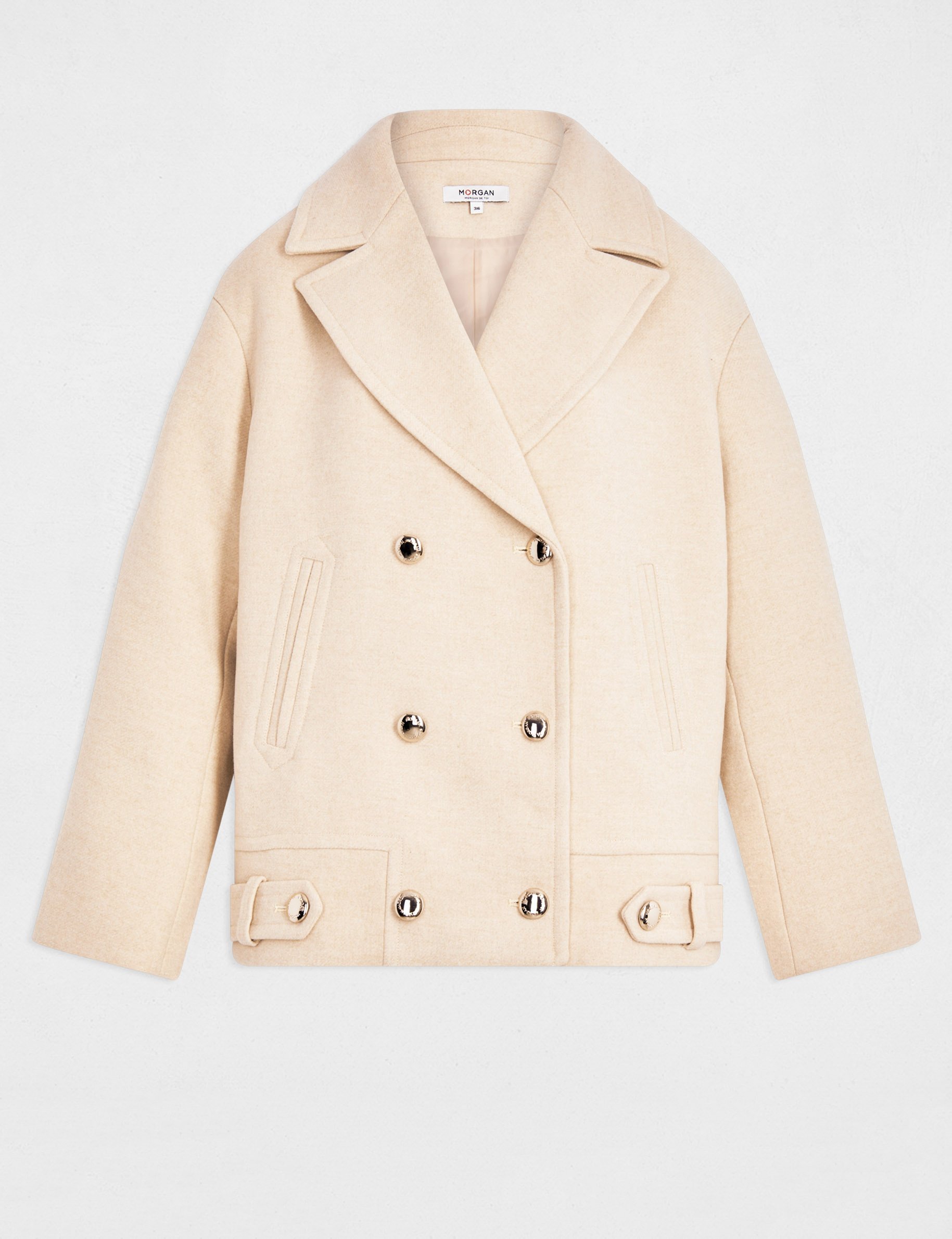 Manteau court bouclette beige femme