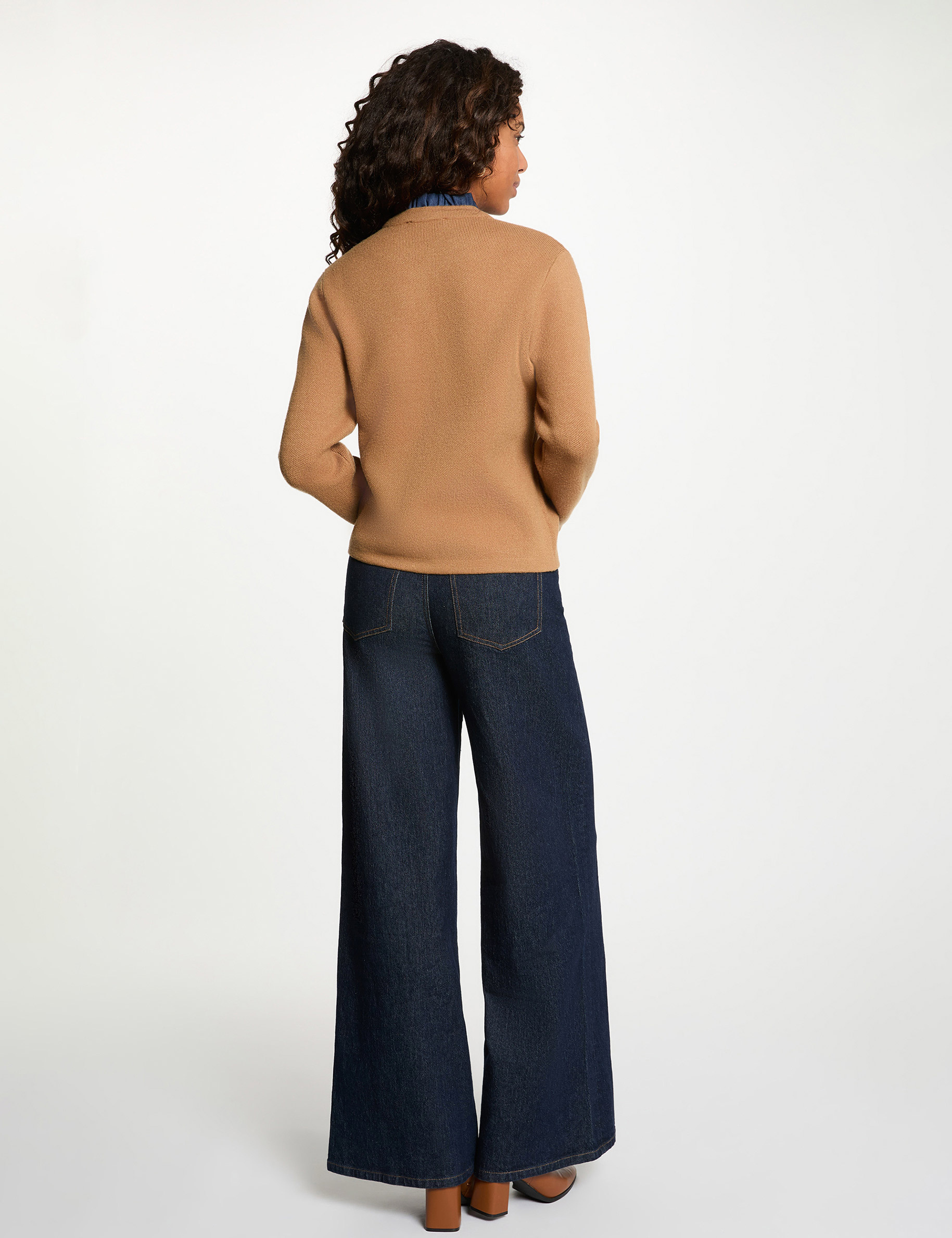 Gilet avec boutons marron cognac femme