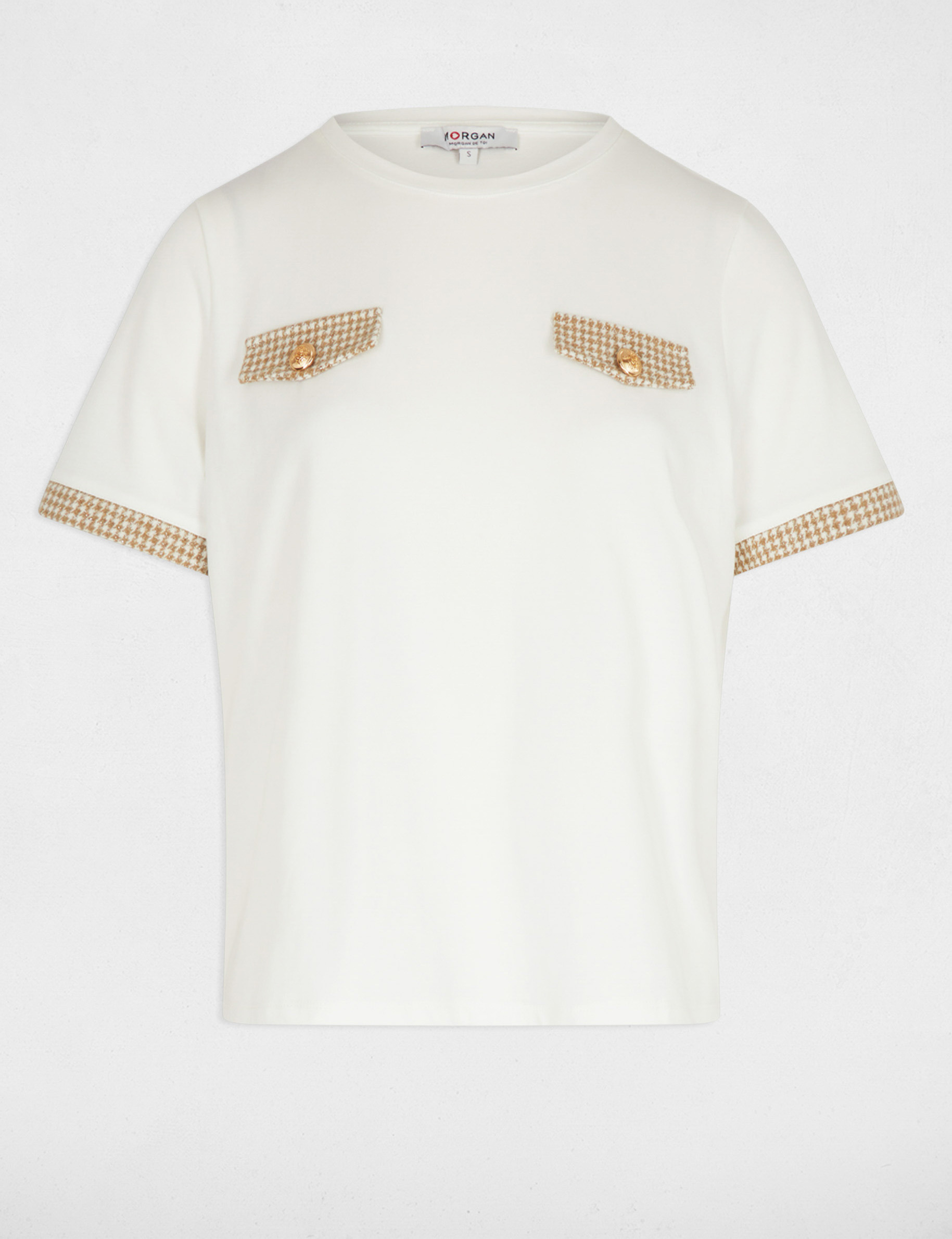 t shirt court col rond blanc femme T-shirt court col rond blanc femme