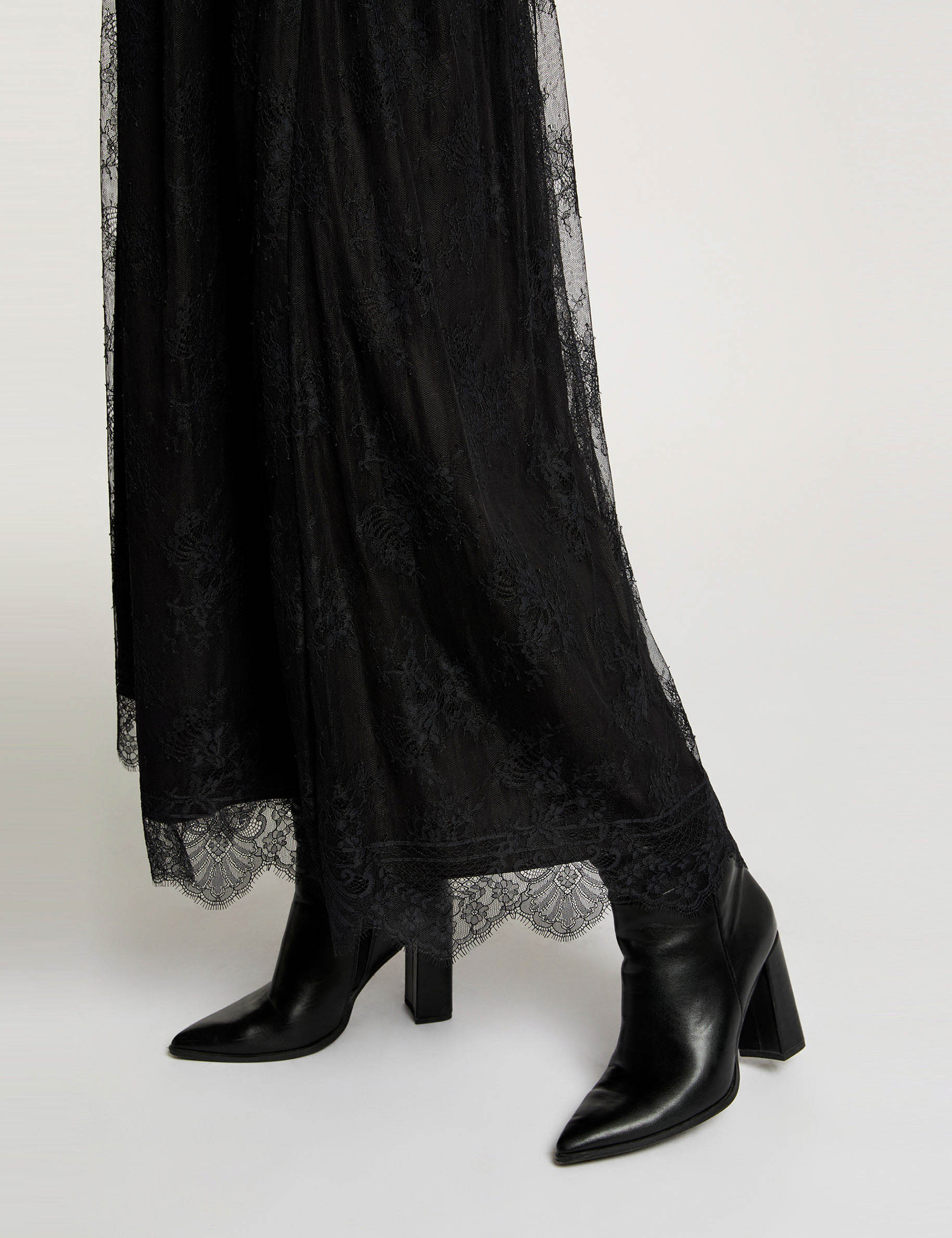 Jupe longue dentelle noir femme