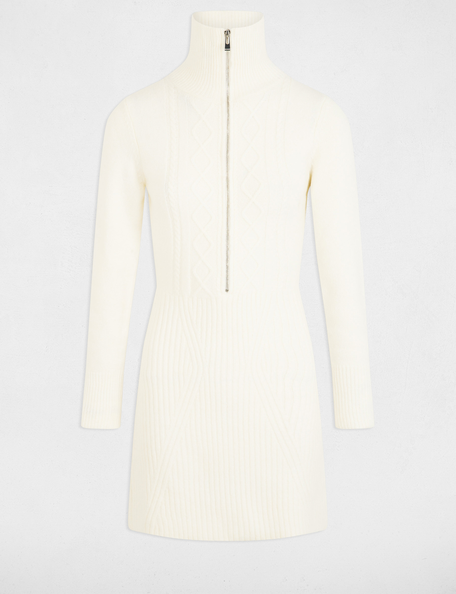 Robe tricot courte ajustée blanc femme