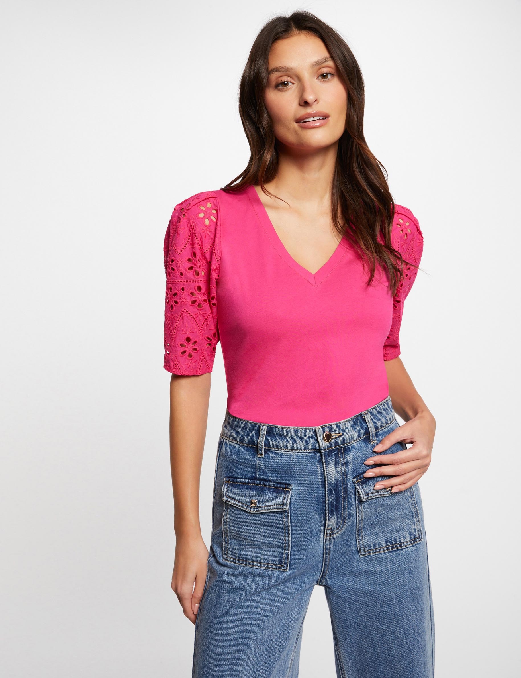 T-shirt korte mouwen medium roze vrouw