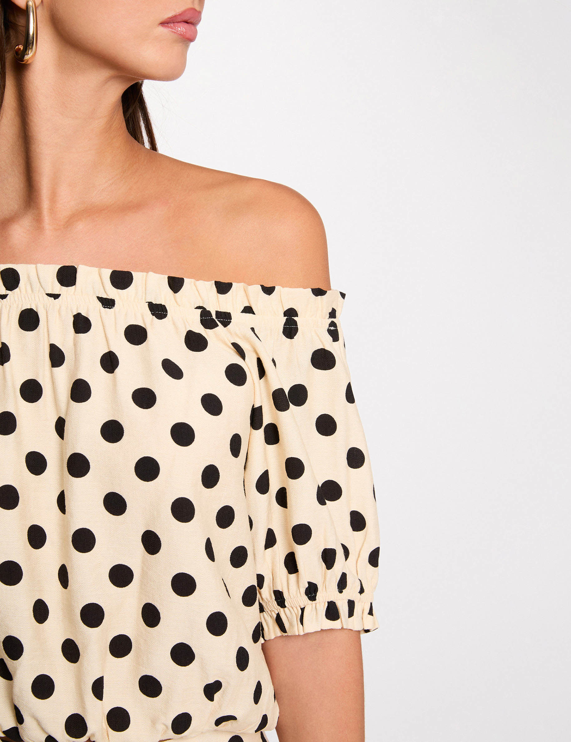 Vloeiende bardot-top meerkleurig vrouw