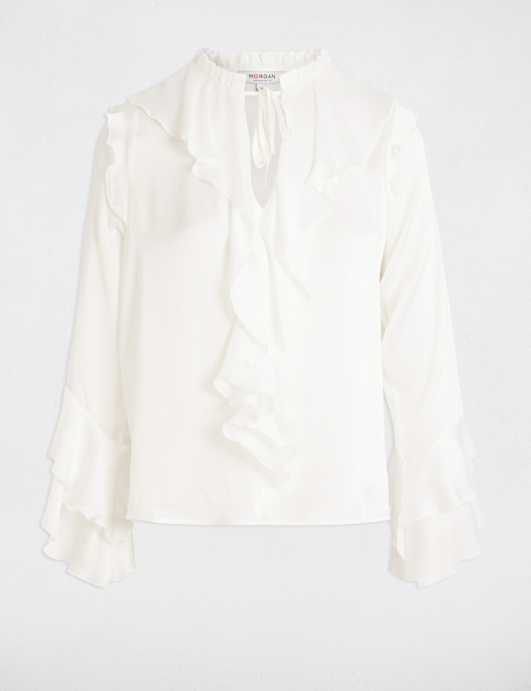 Blouse met lange mouwen helder wit vrouw