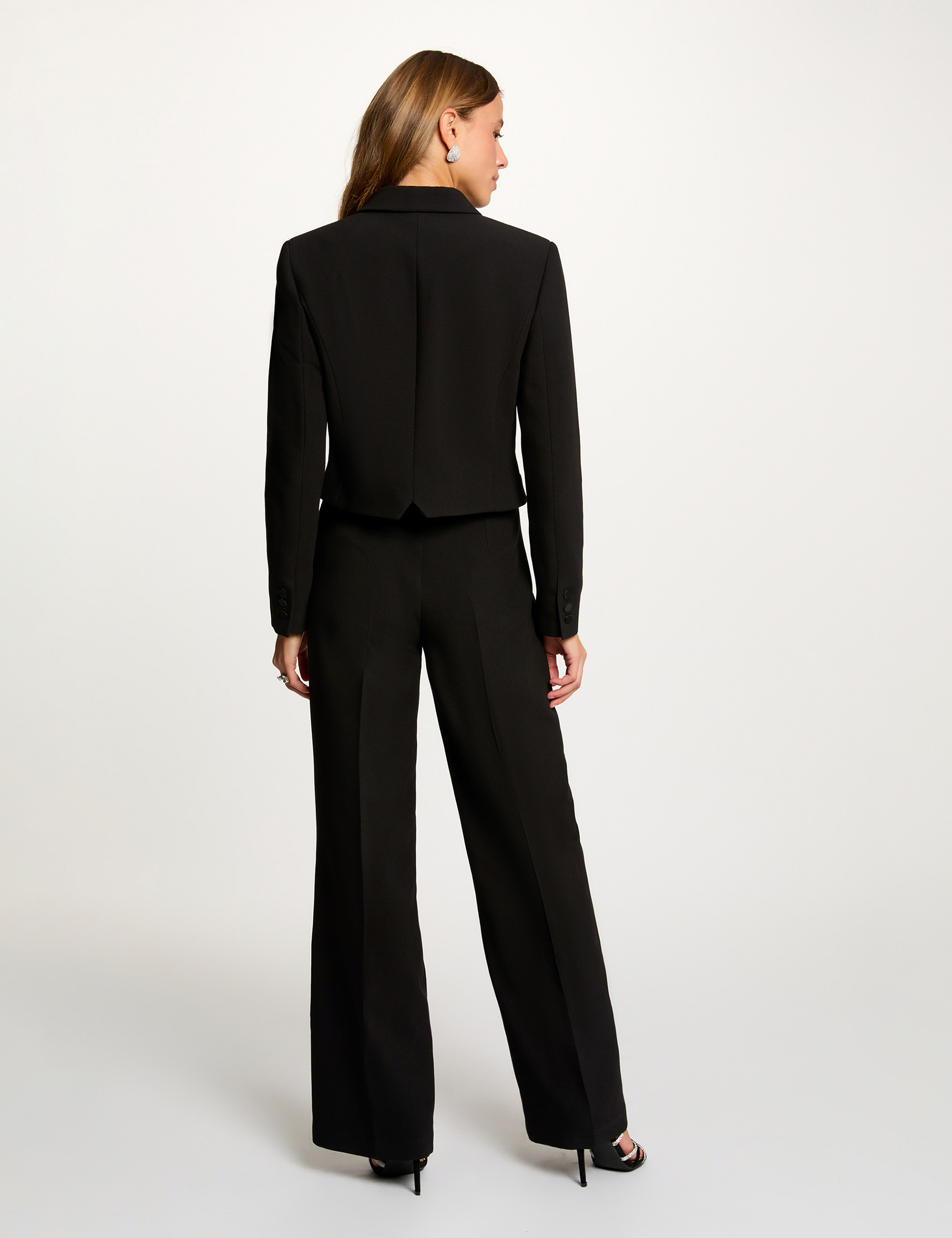 Veste courte cache-coeur noir femme