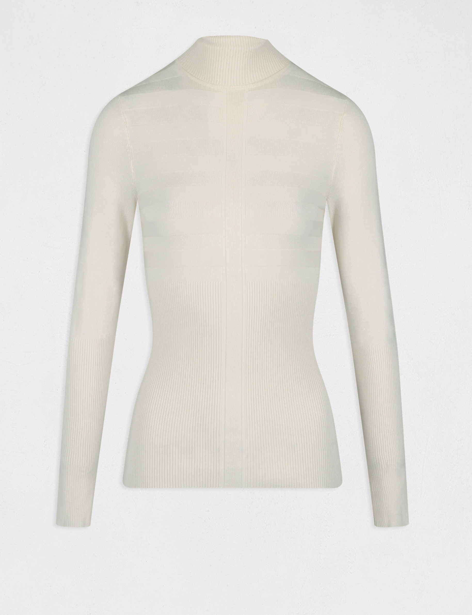 Pull manches longues &agrave; col roul&eacute; ivoire femme