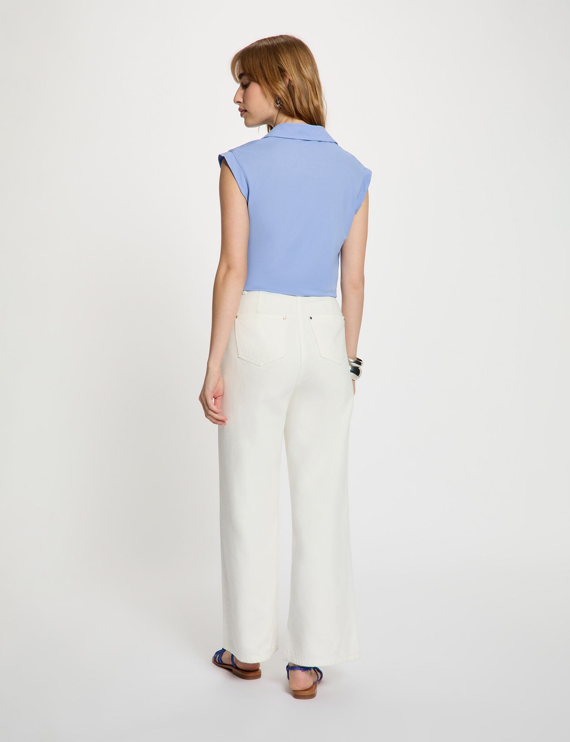 Blouse sans manches bleu lavande femme