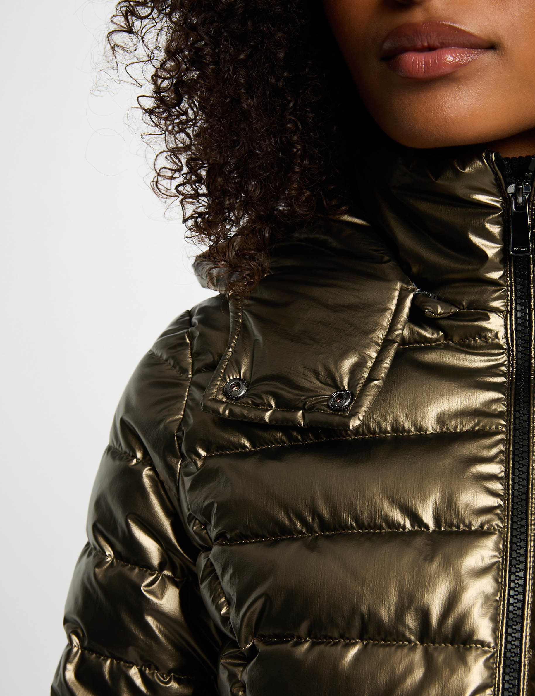 Metallic jack met capuchon kleur bronze vrouw