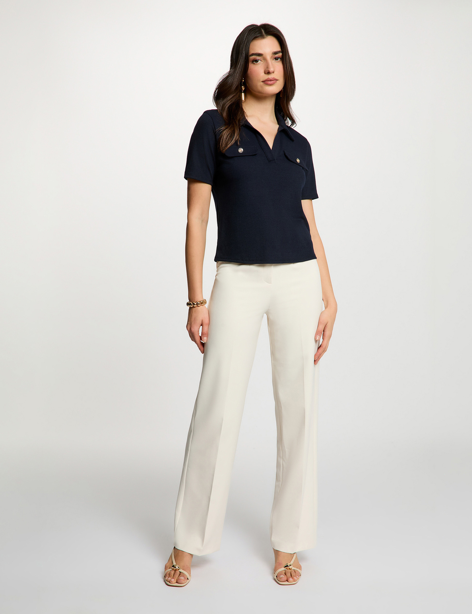 T-shirt manches courtes bleu marine femme