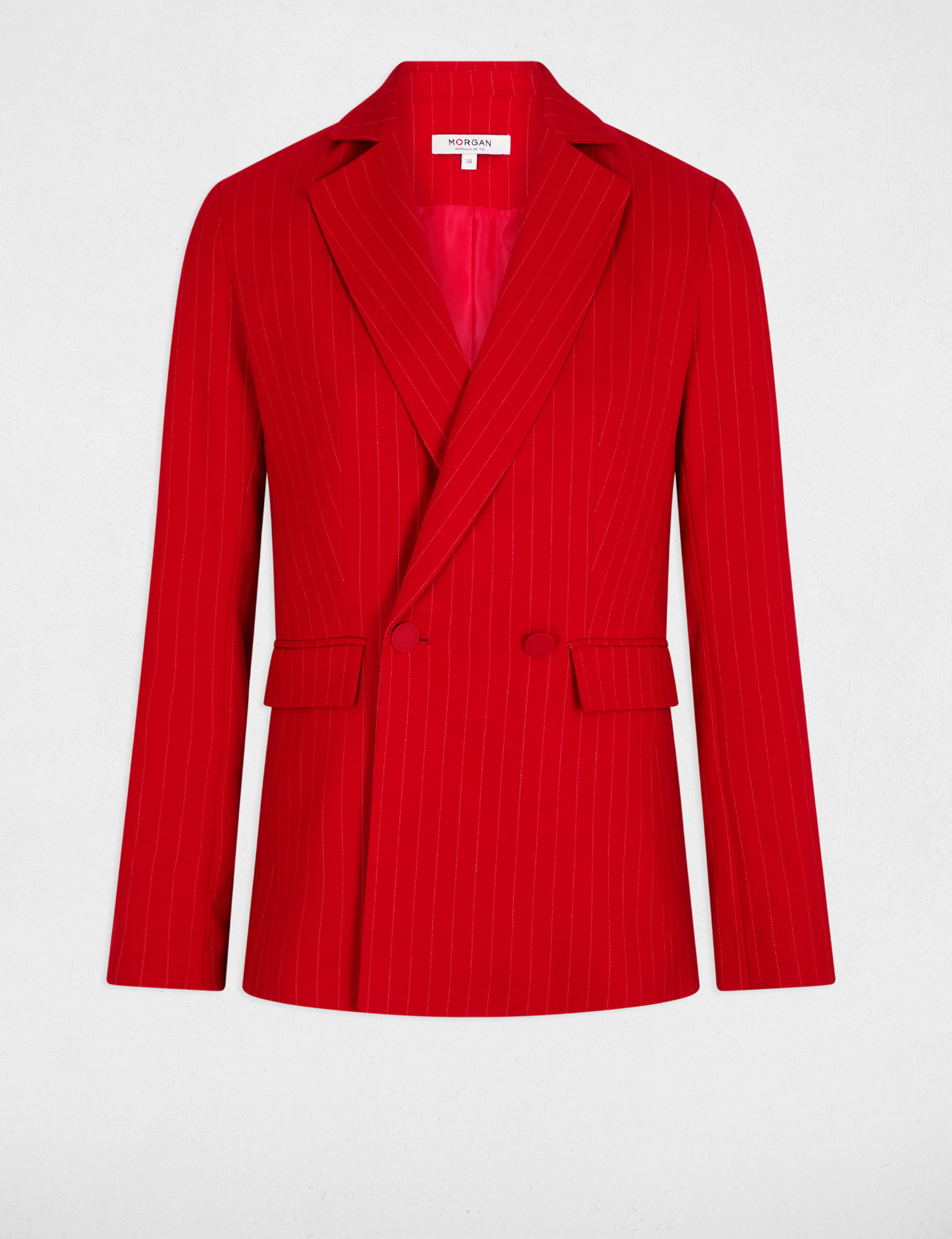 Getailleerde gestreepte blazer rood vrouw