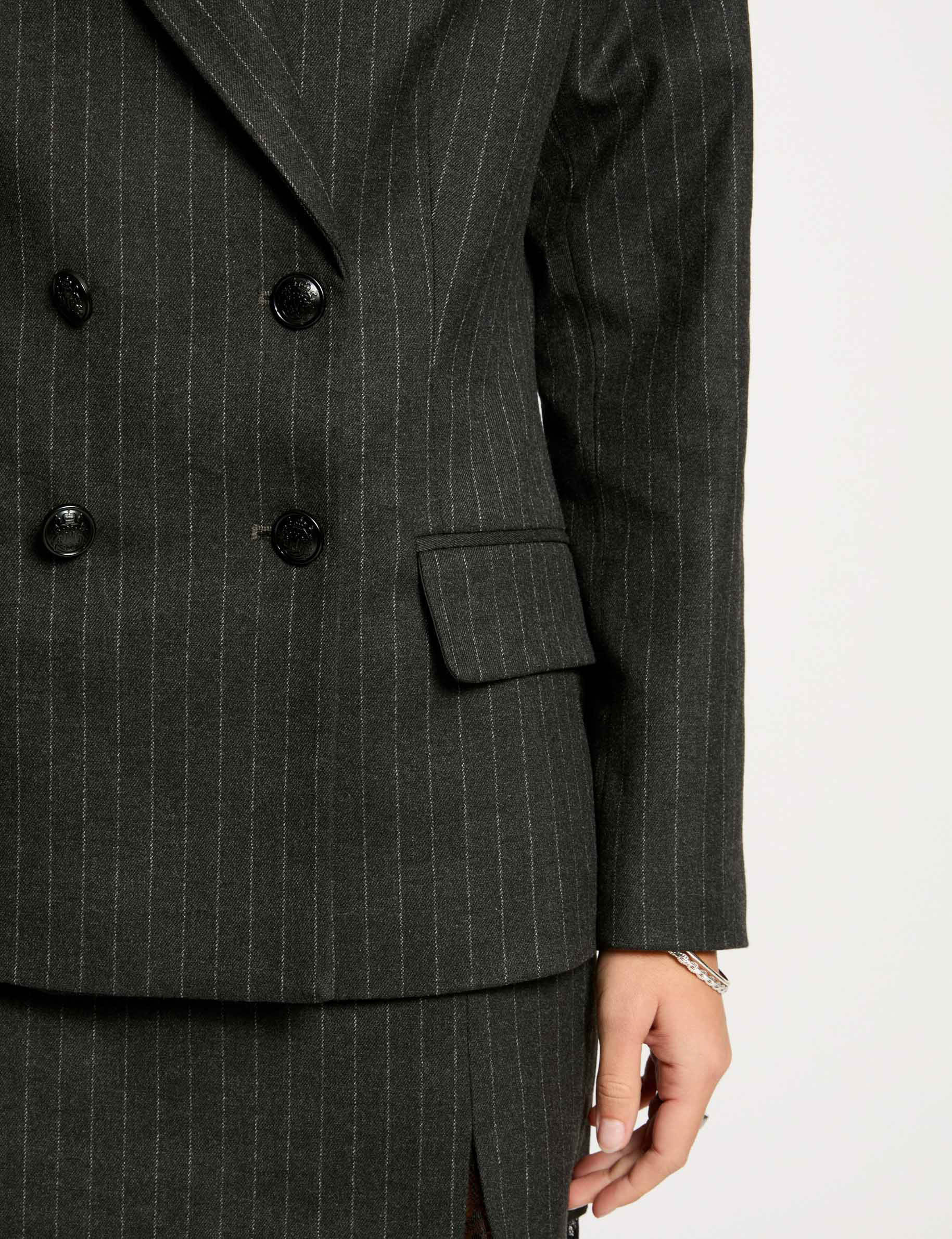 Gestreepte blazer donkergrijs vrouw