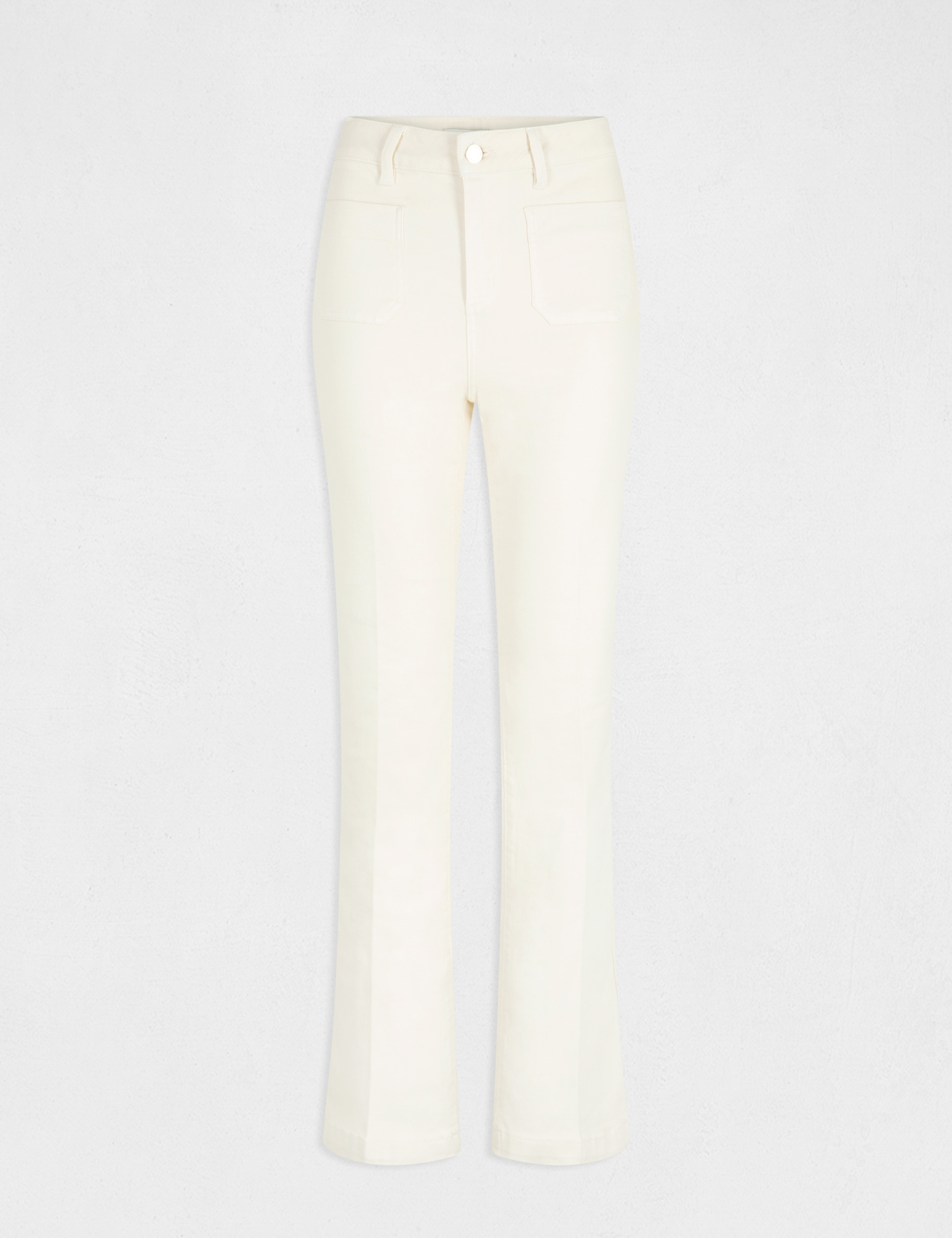Pantalon droit avec pinces ivoire femme