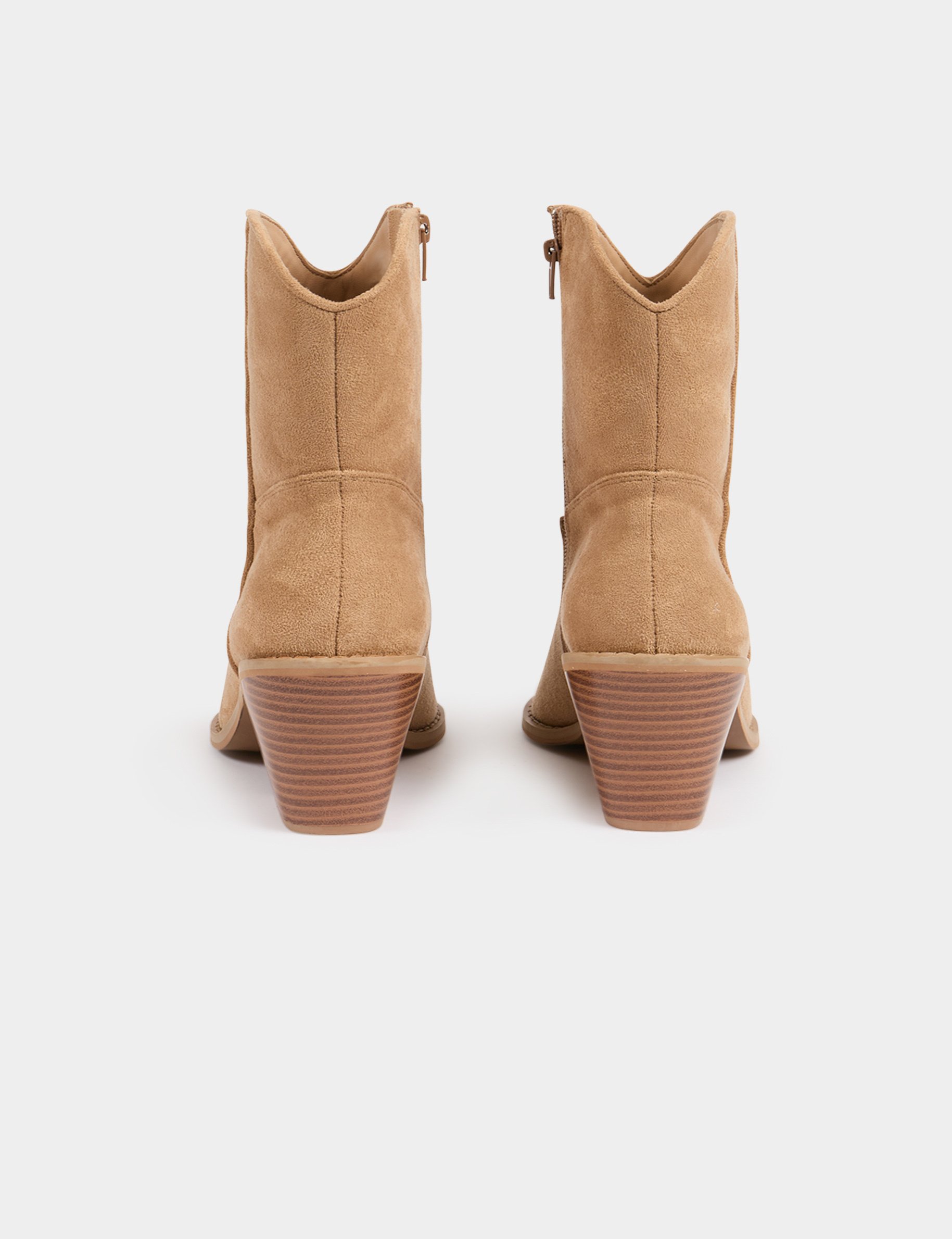 western enkellaarsjes met hak beige vrouw Western enkellaarsjes met hak beige vrouw