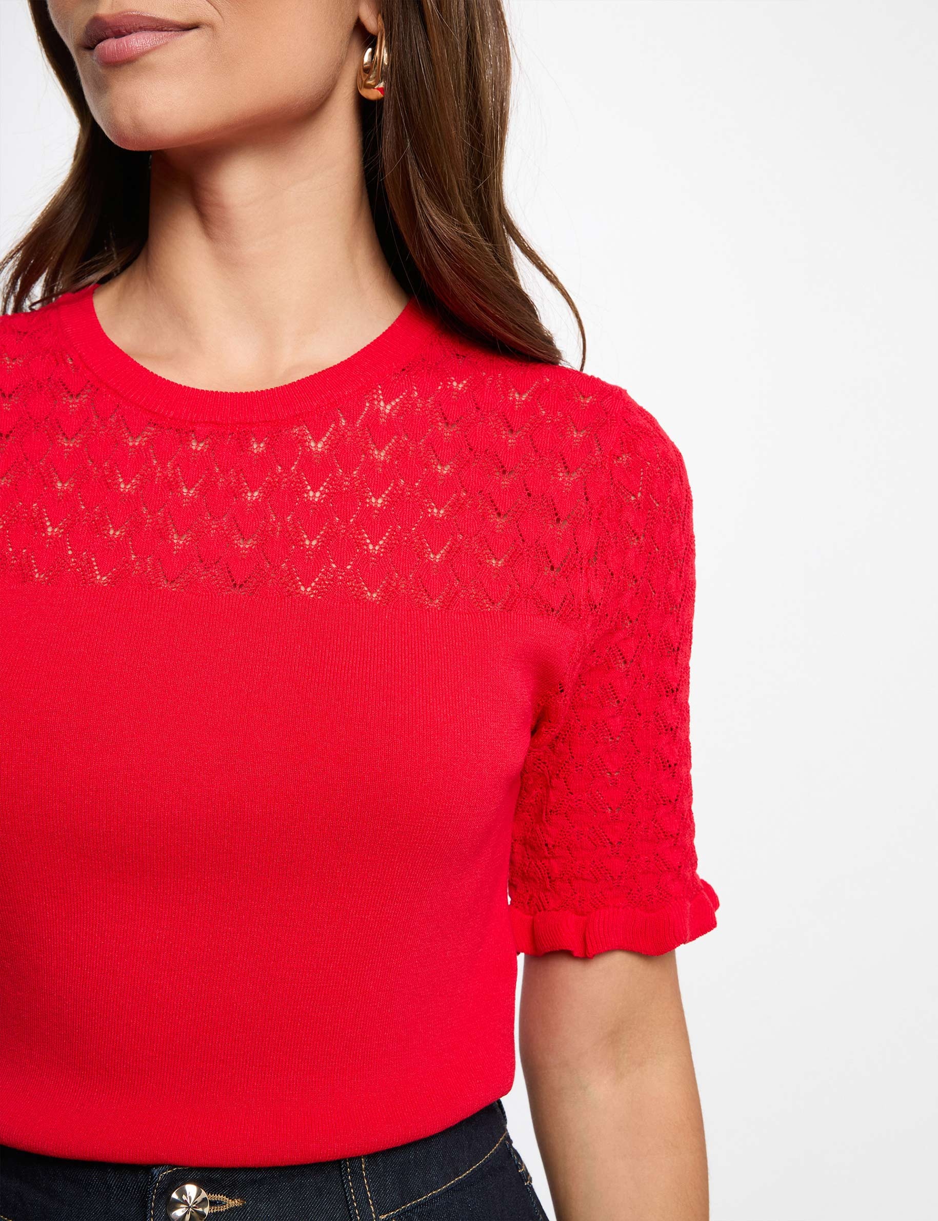 Trui met korte mouwen rood vrouw