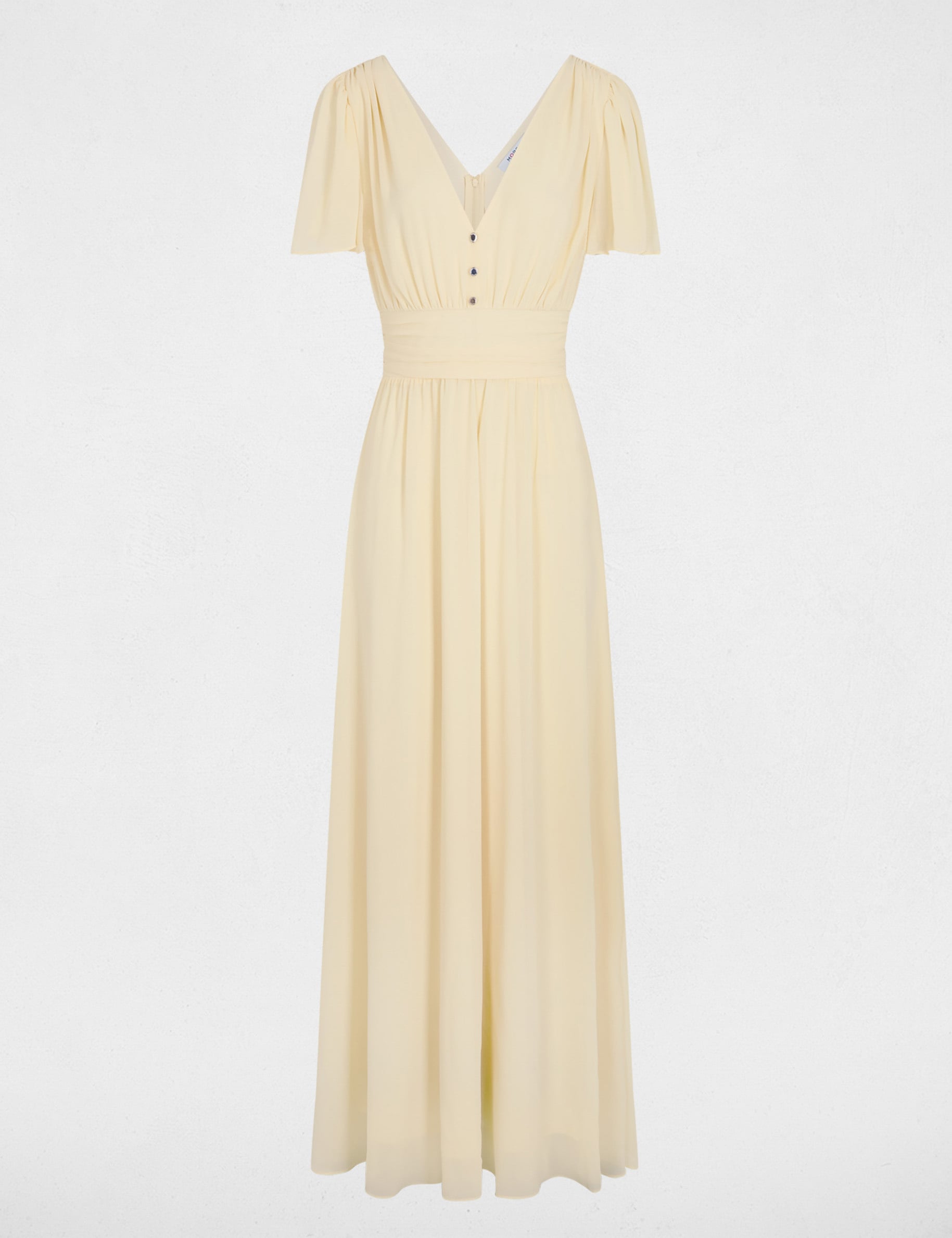 Robe longue fluide jaune pastel femme