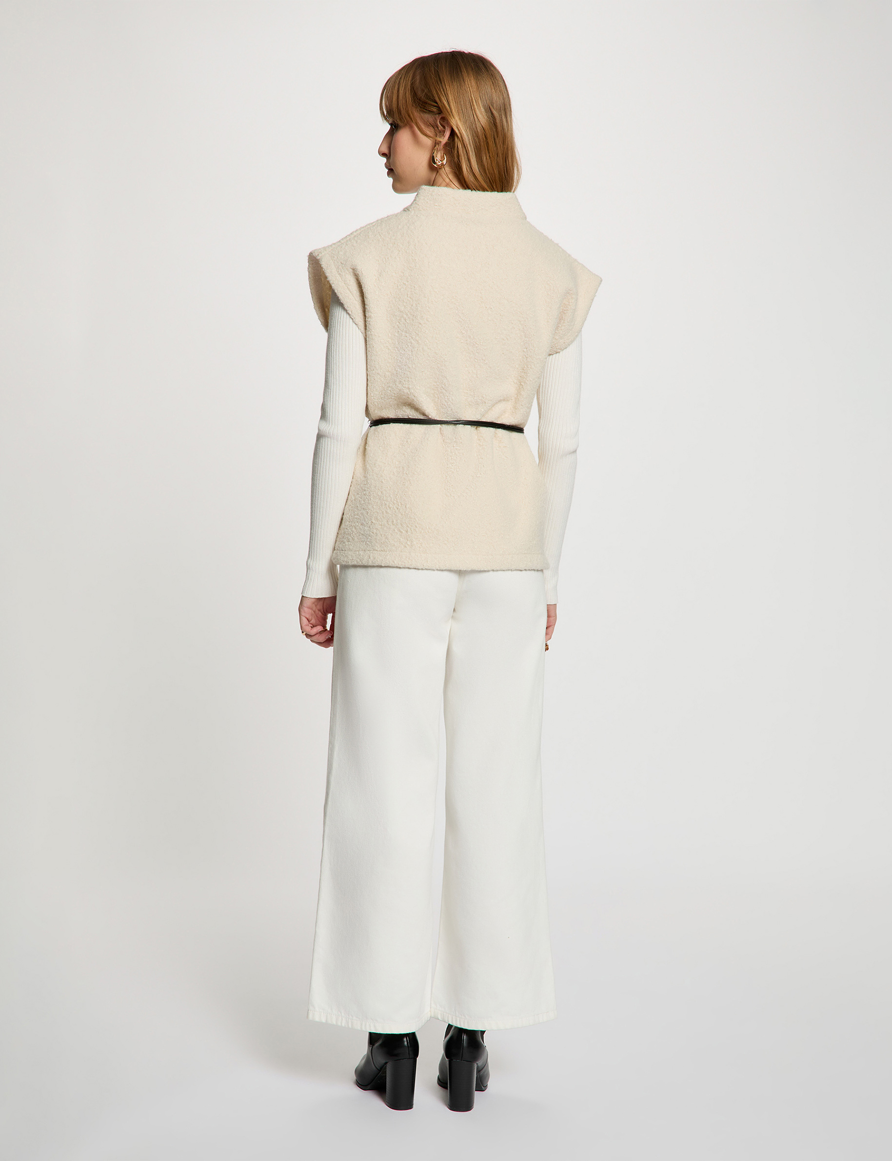 Veste sans manches ivoire femme