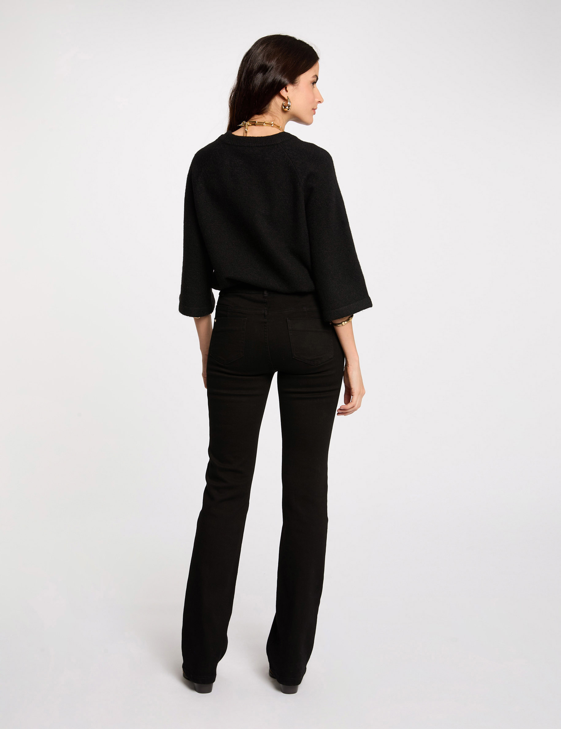 bootcut jeans met klepzakken zwart vrouw Bootcut jeans met klepzakken zwart vrouw