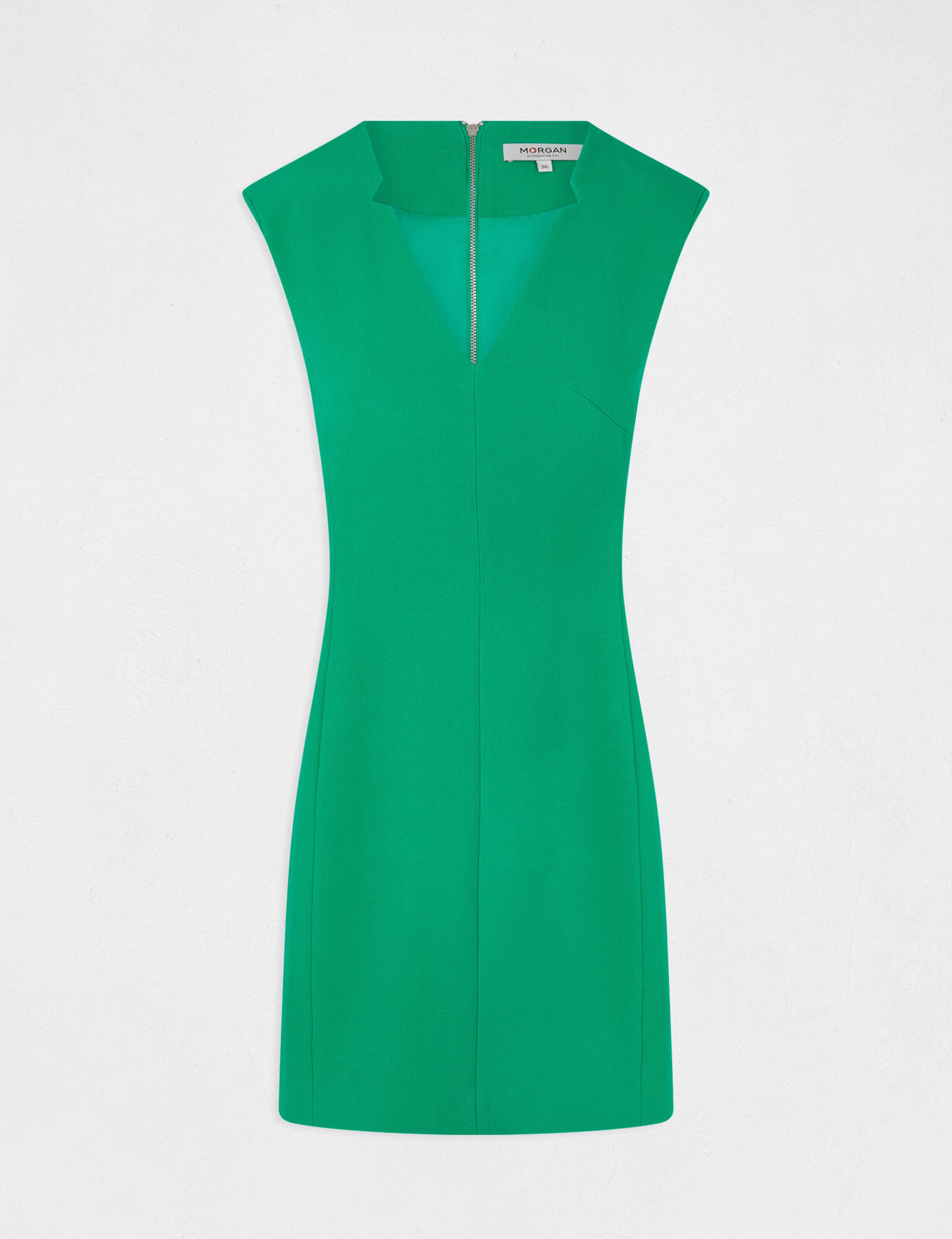 Mouwloze getailleerde jurk met V-hals medium groen vrouw