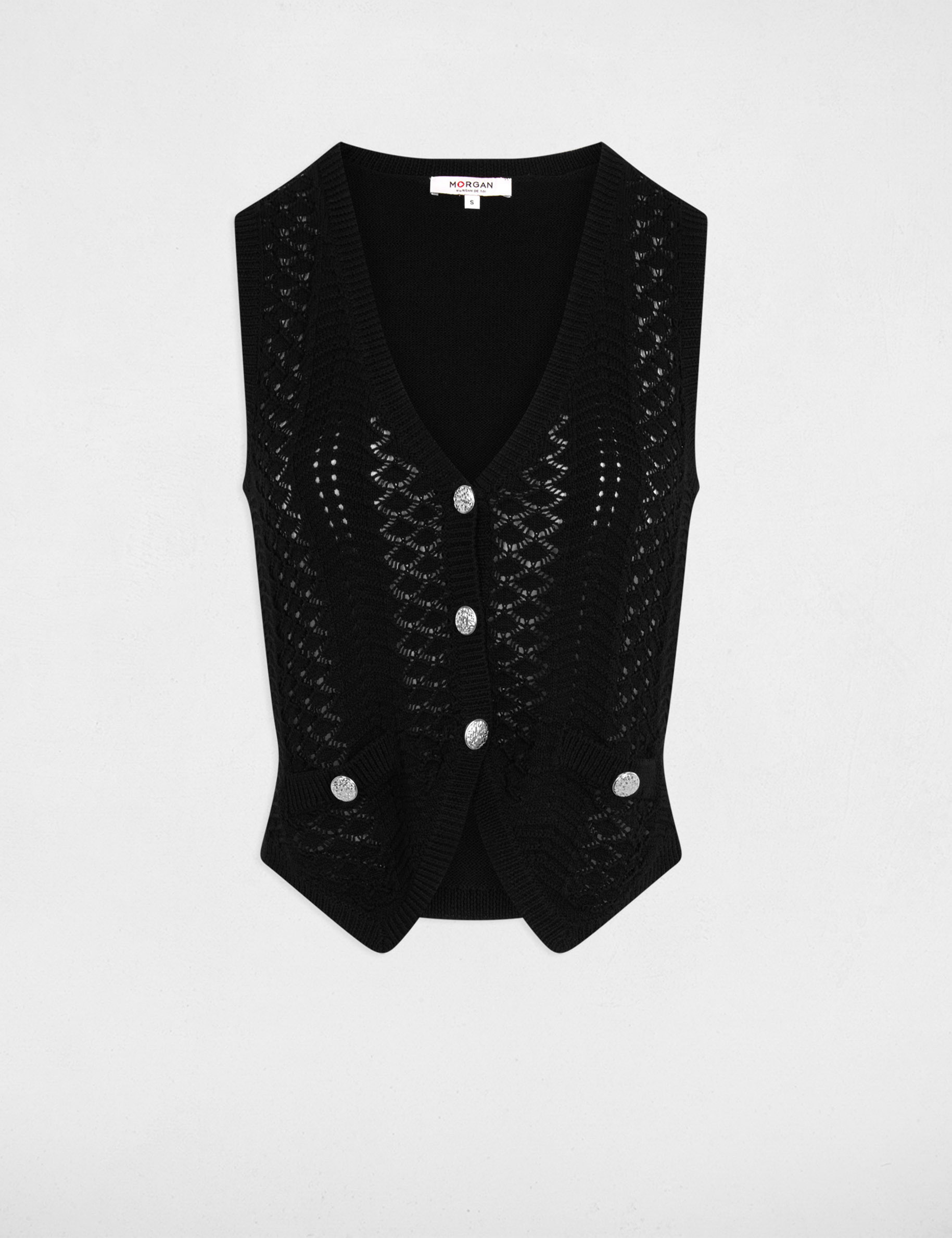 Gilet sans manches col v noir femme