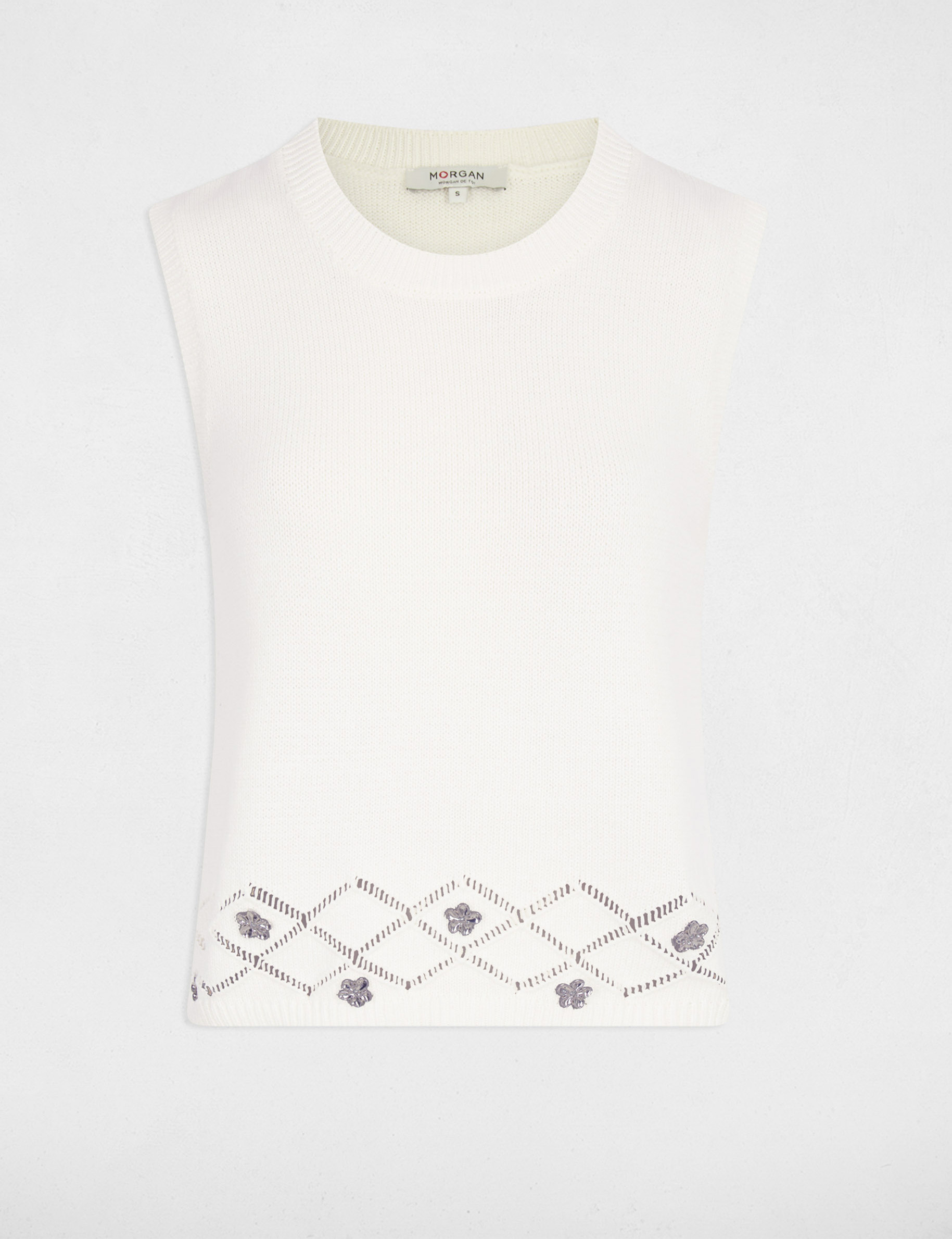 pull sans manches blanc femme Pull sans manches blanc femme