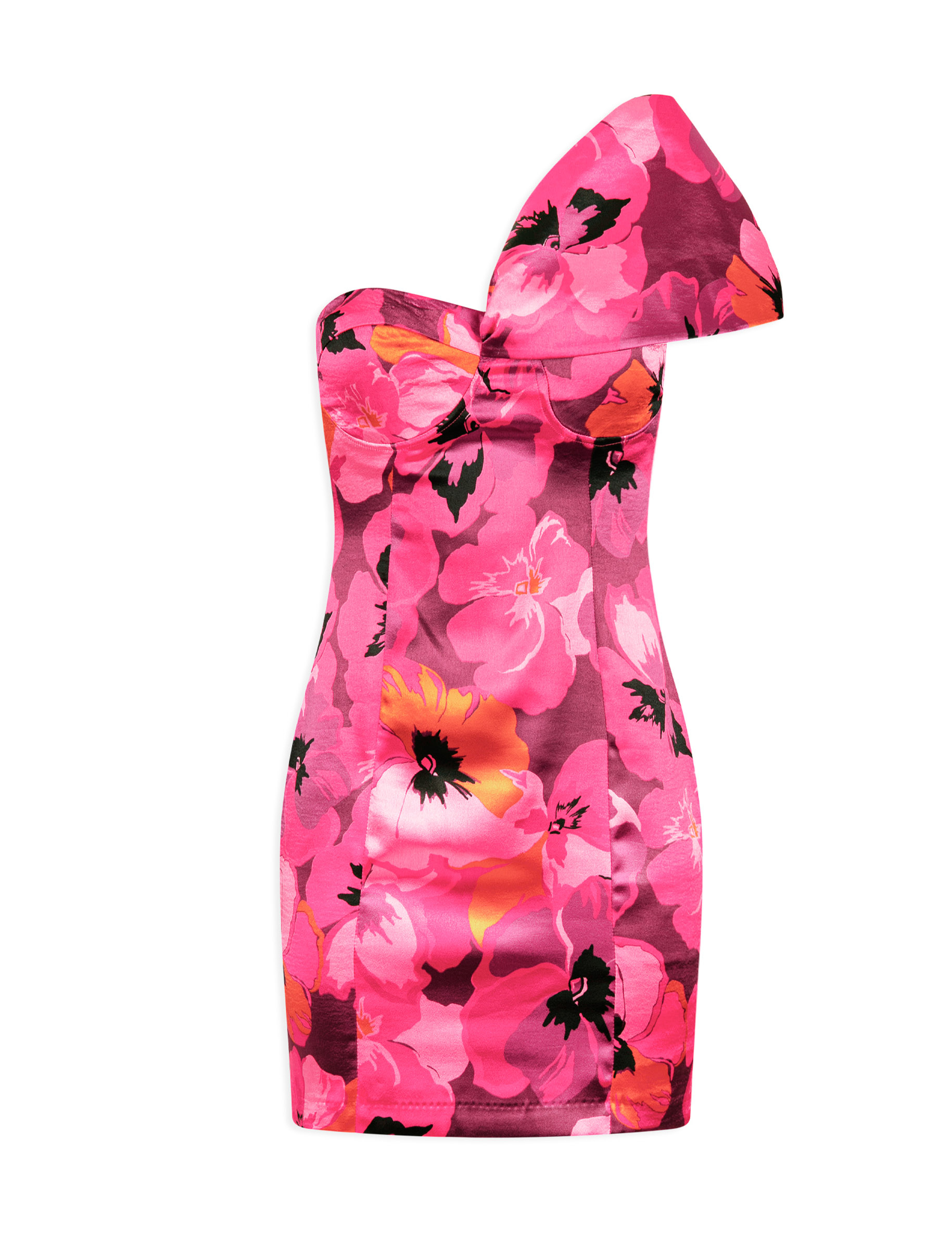 Robe ajustée satinée imprimé floral multico femme