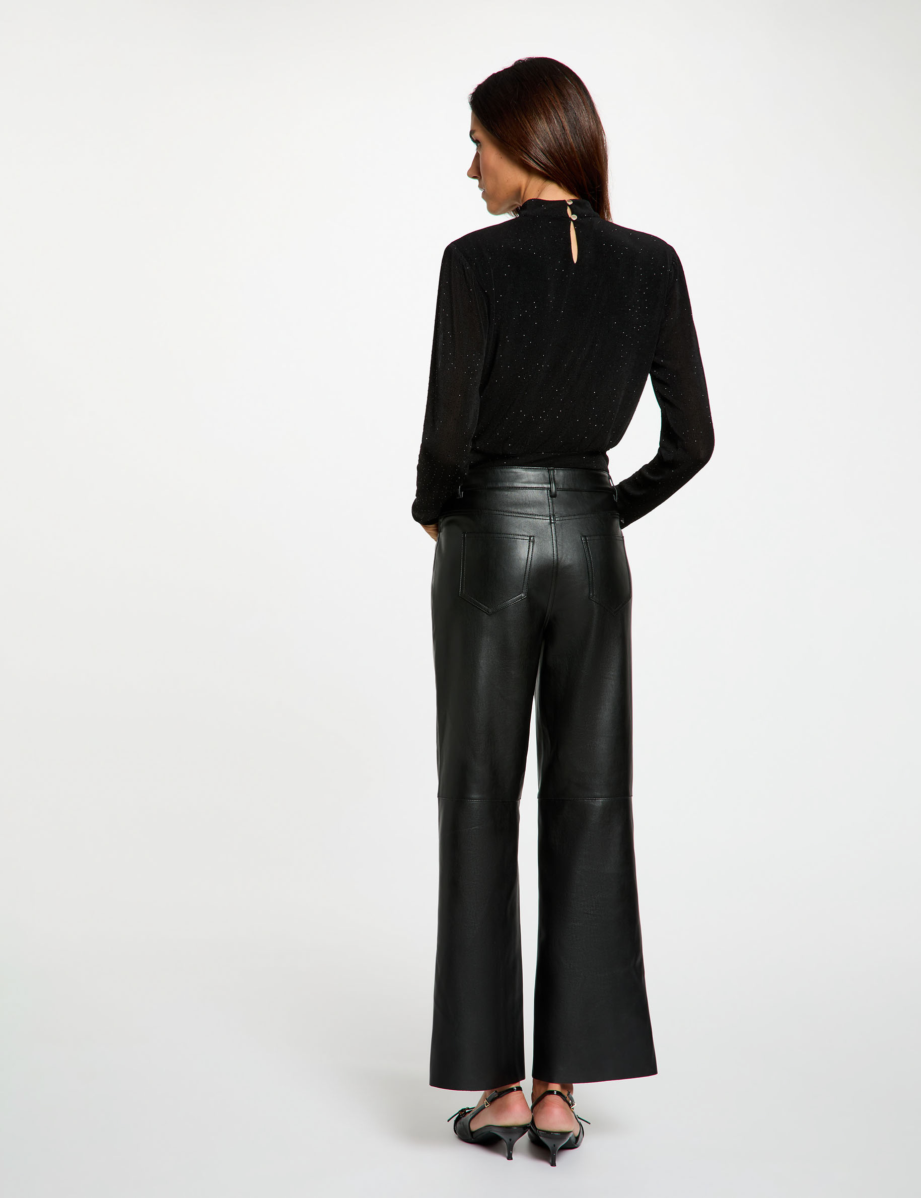 Pantalon bootcut similicuir noir femme