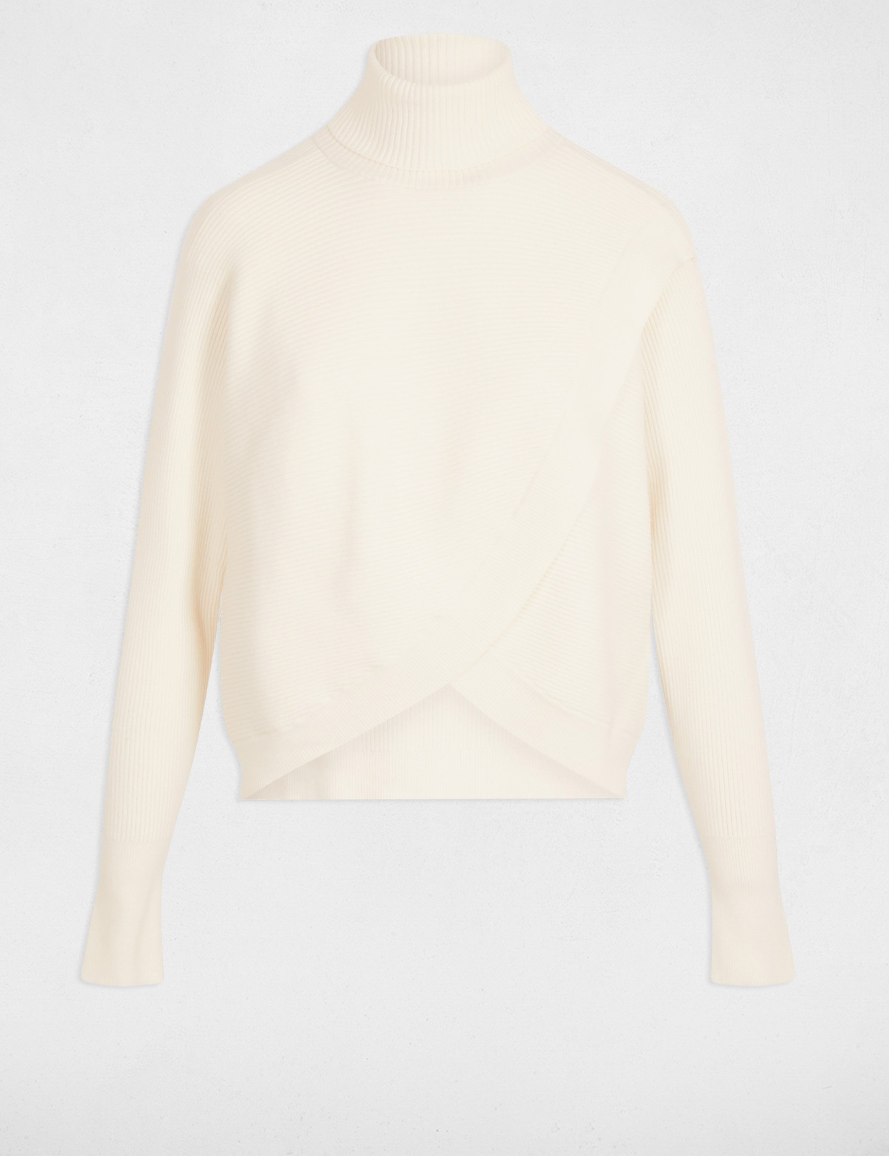 pull manches longues effet croise ivoire femme Pull manches longues effet croisé ivoire femme