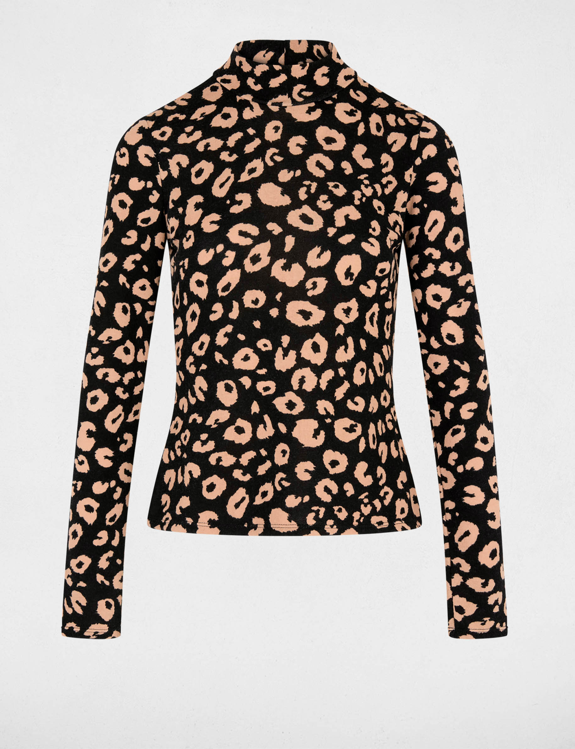 T-shirt cintr&eacute; col montant noir femme