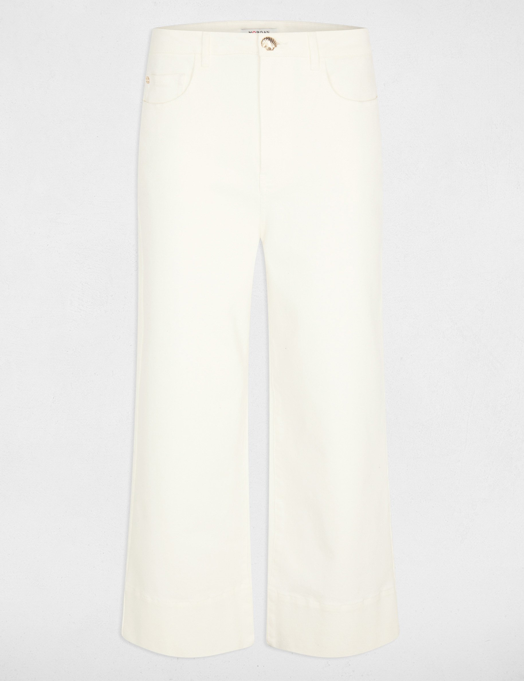 Wijde high-waist broek helder wit vrouw