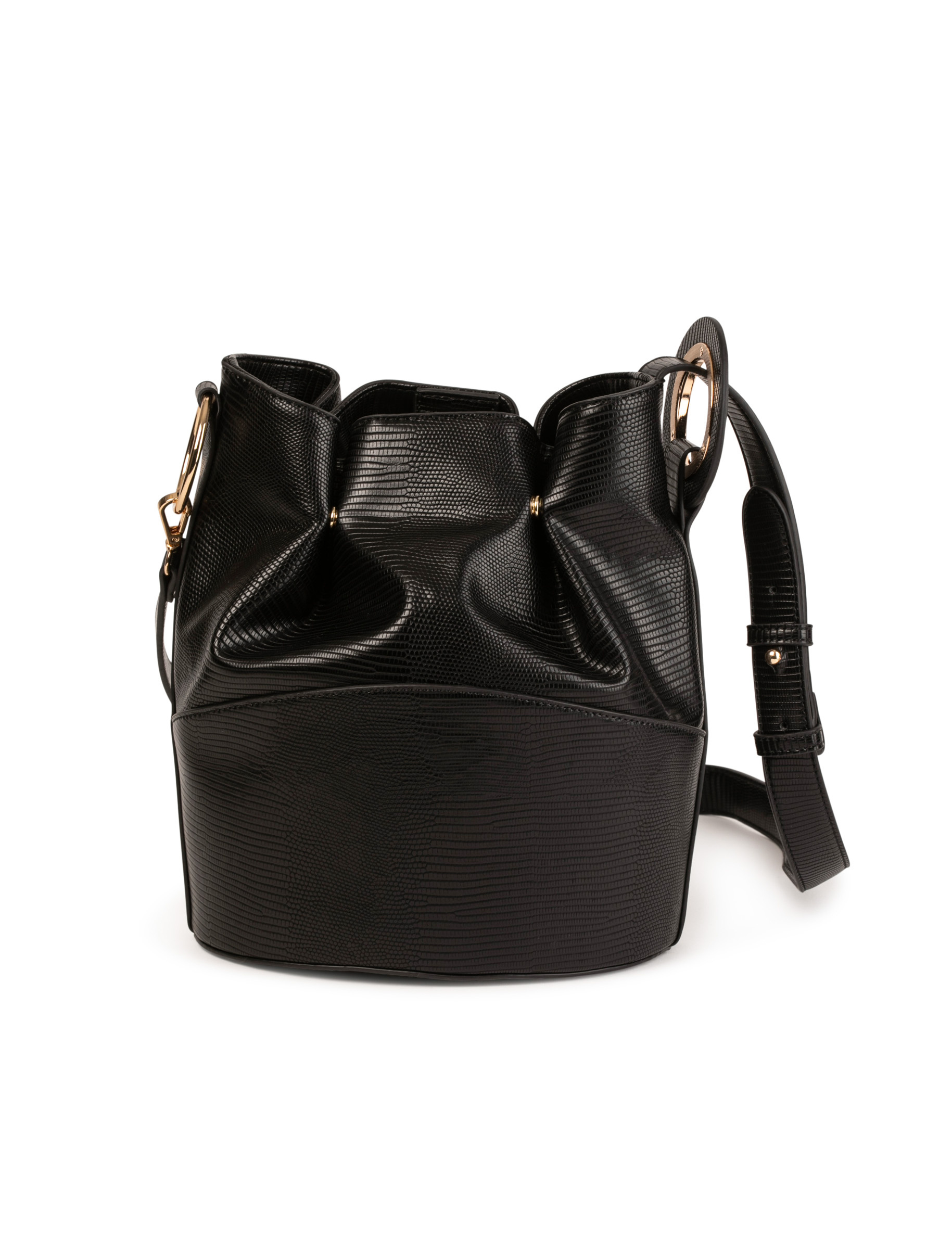 Sac seau aspect python noir femme