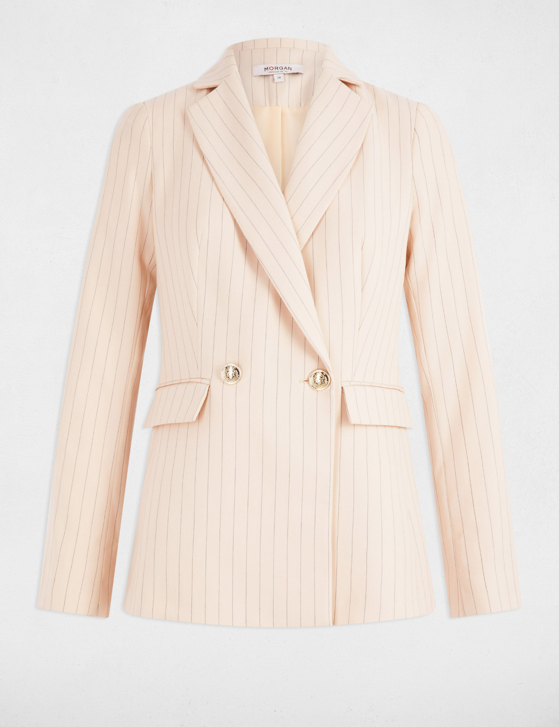 getailleerde gestreepte blazer lichtroze vrouw Getailleerde gestreepte blazer lichtroze vrouw