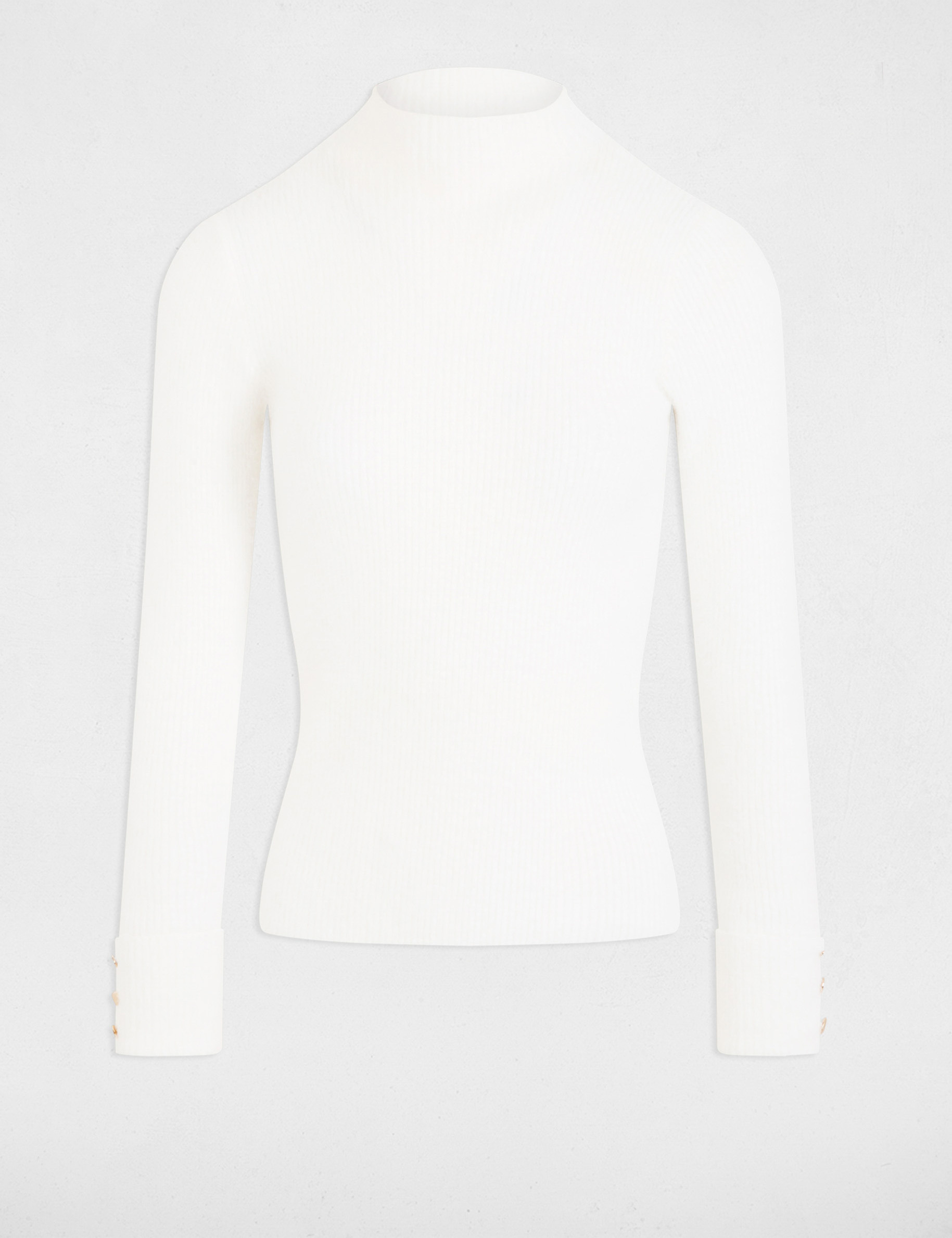 Pull manches longues maille duveteuse ivoire femme