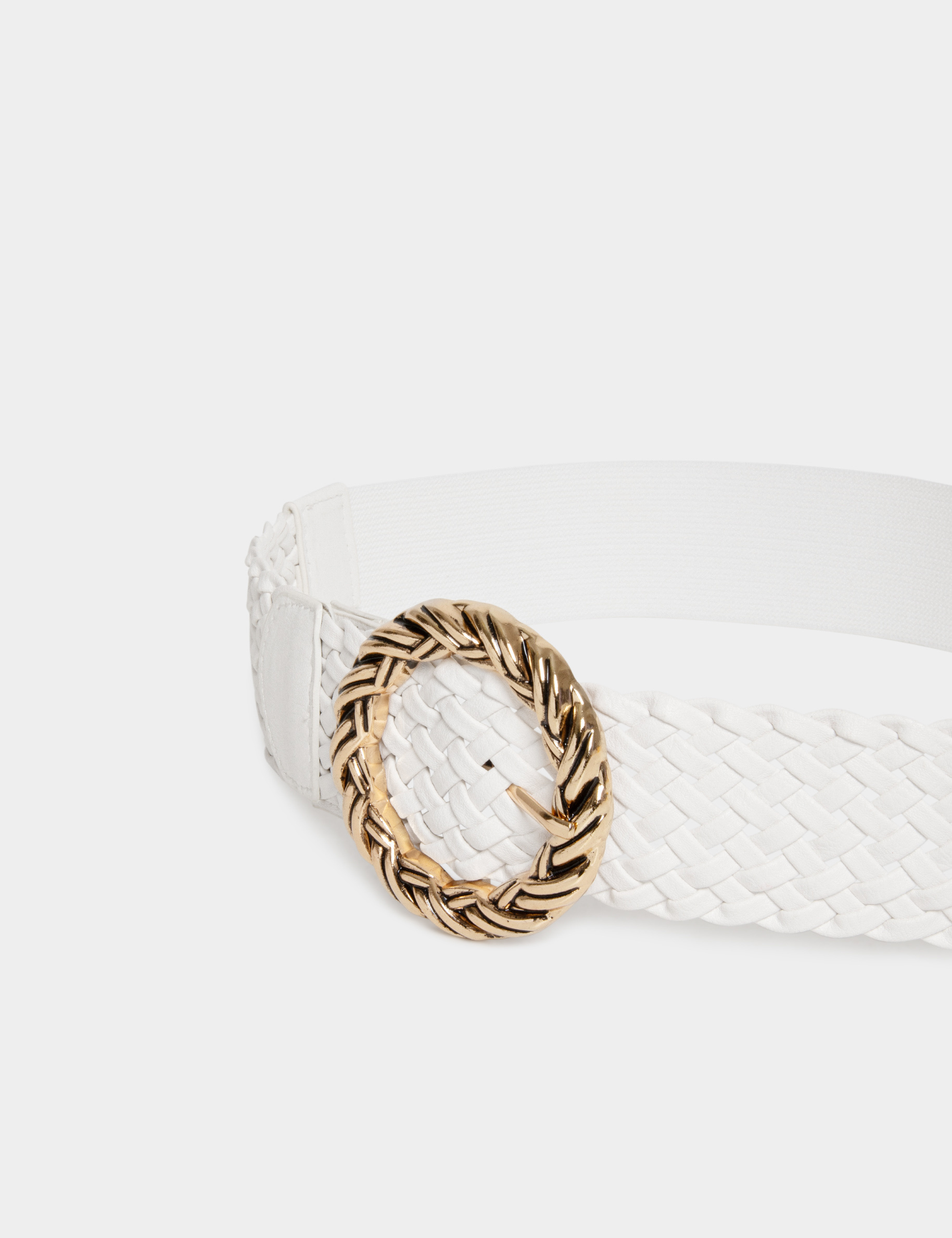 Ceinture élastiquée tressée blanc femme