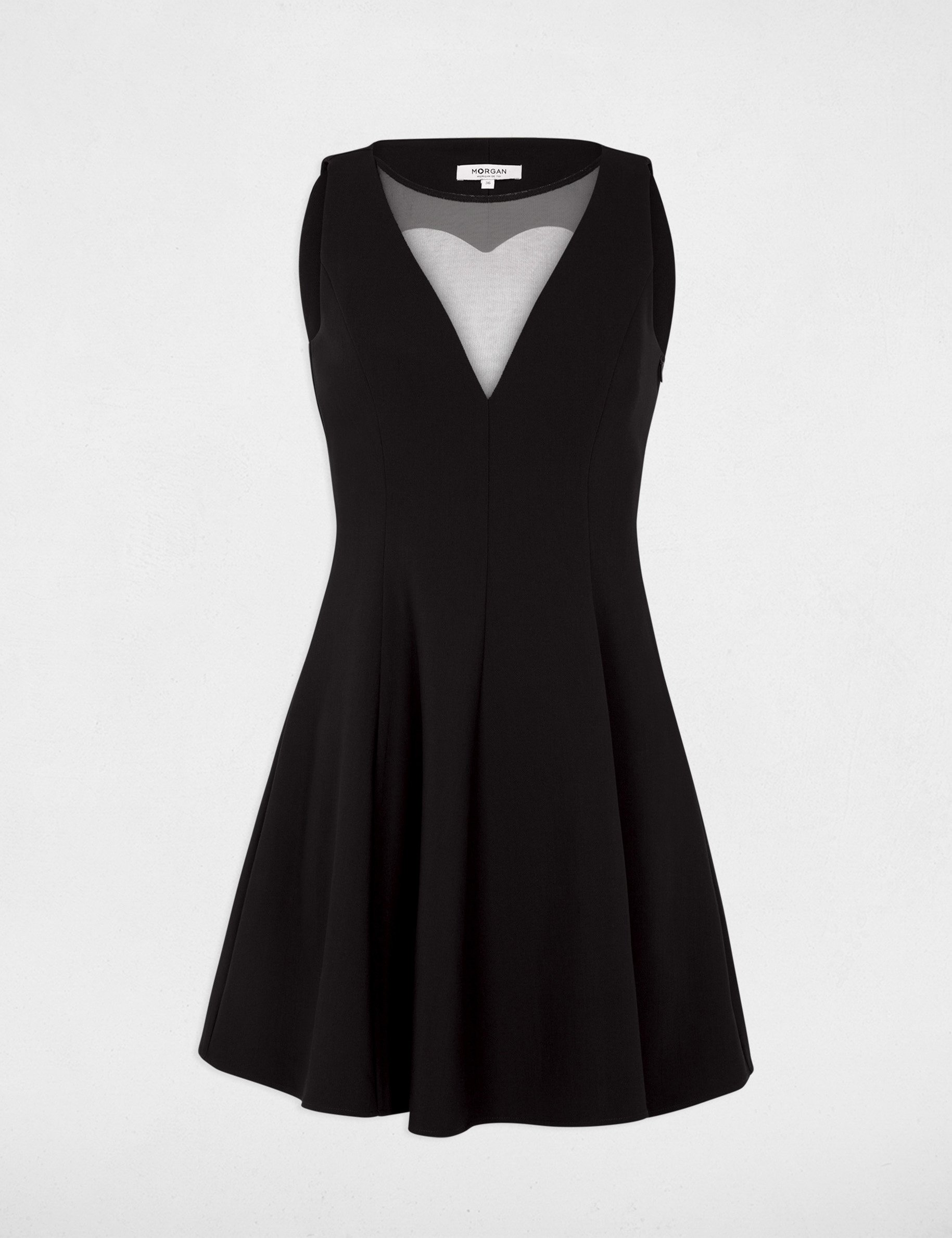 Robe courte col v noir femme