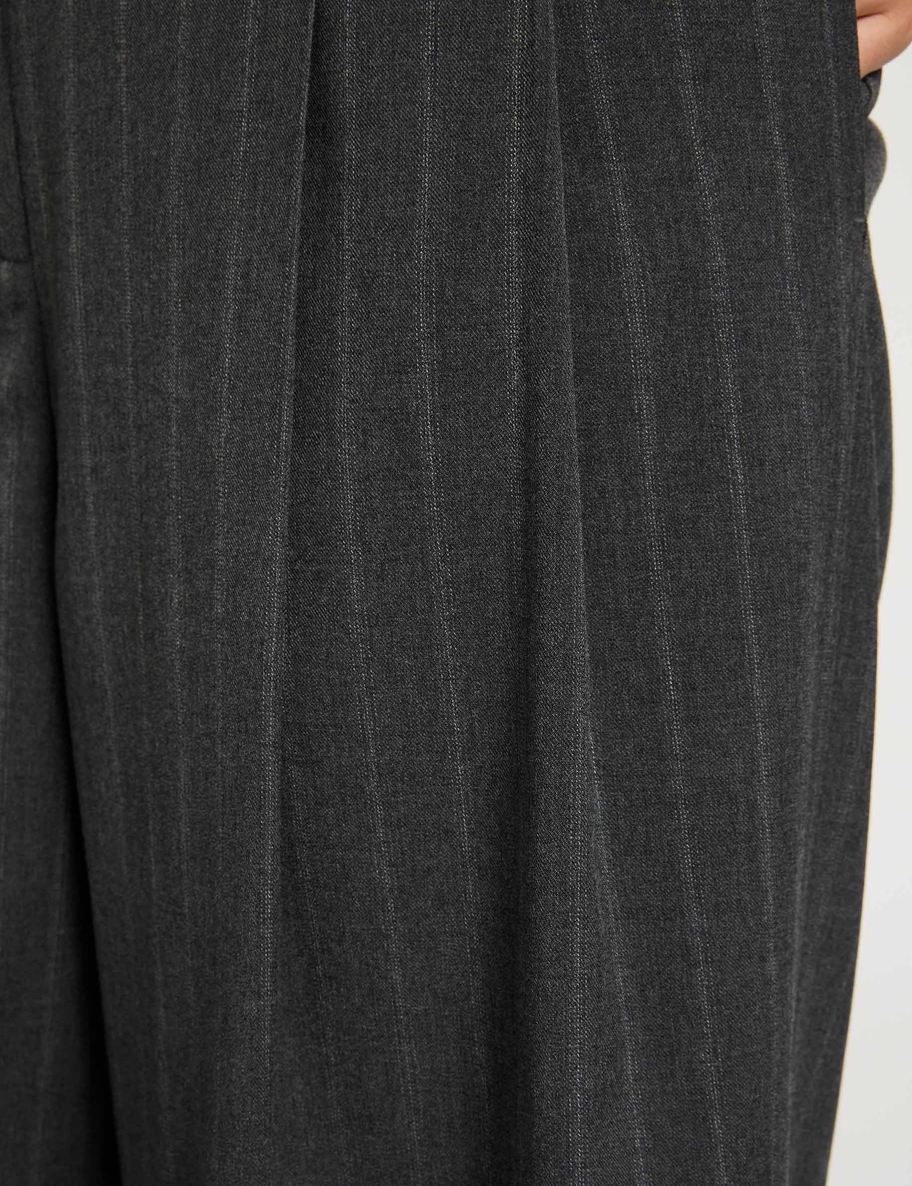 Hoge taille wijde broek donkergrijze denim vrouw