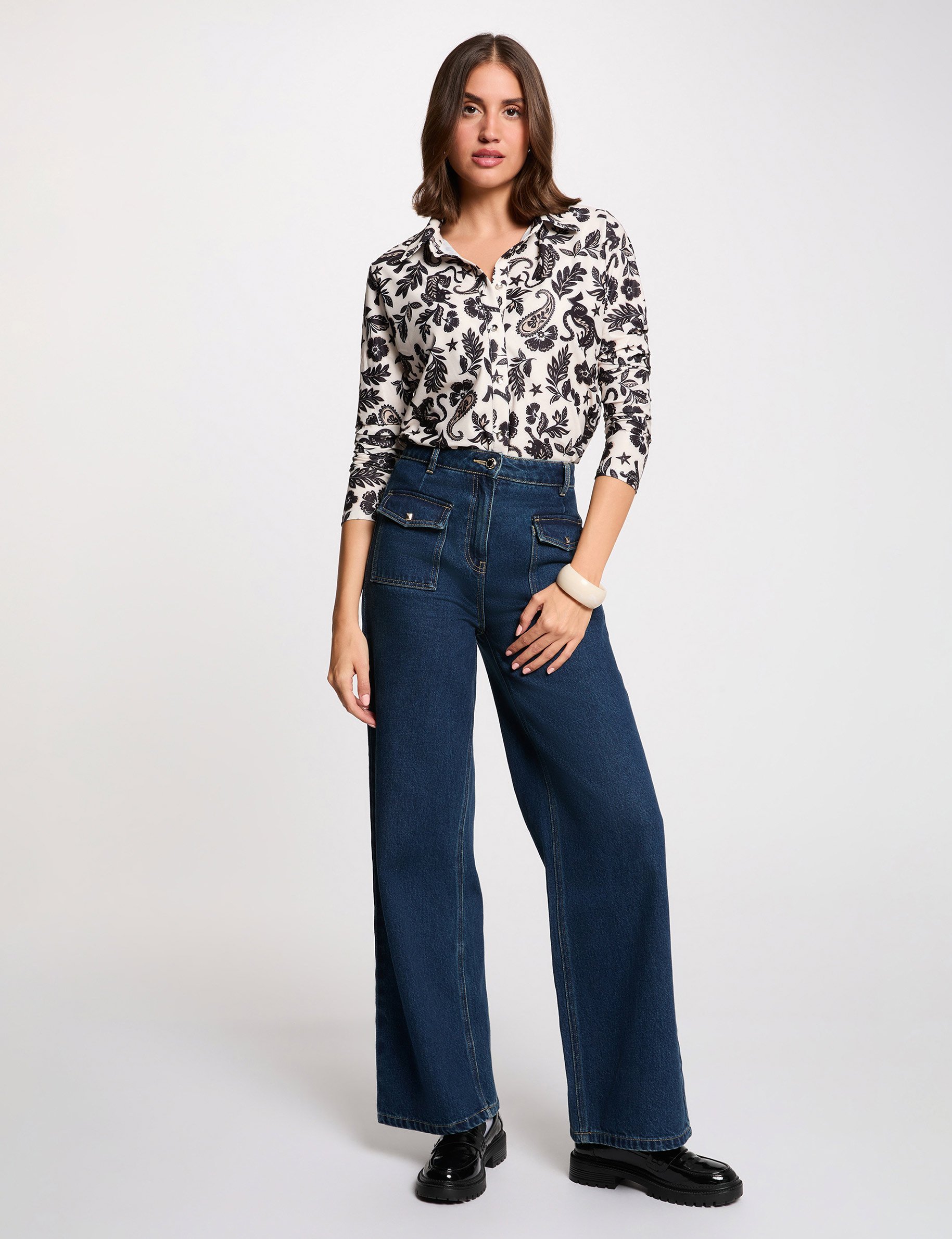 t shirt col a revers blanc femme T-shirt col à revers blanc femme