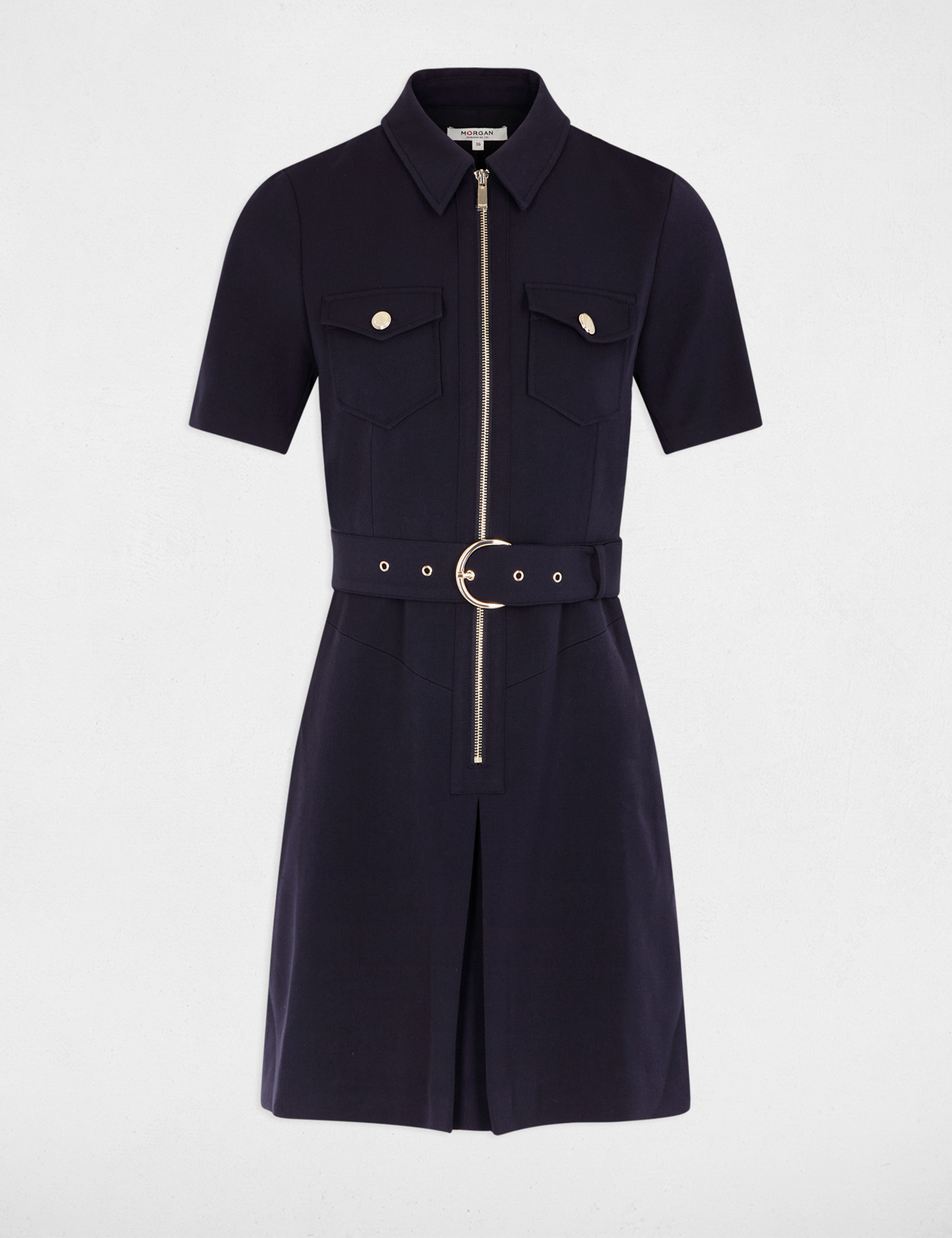 aangesloten korte jurk met rits marineblauw vrouw Aangesloten korte jurk met rits marineblauw vrouw