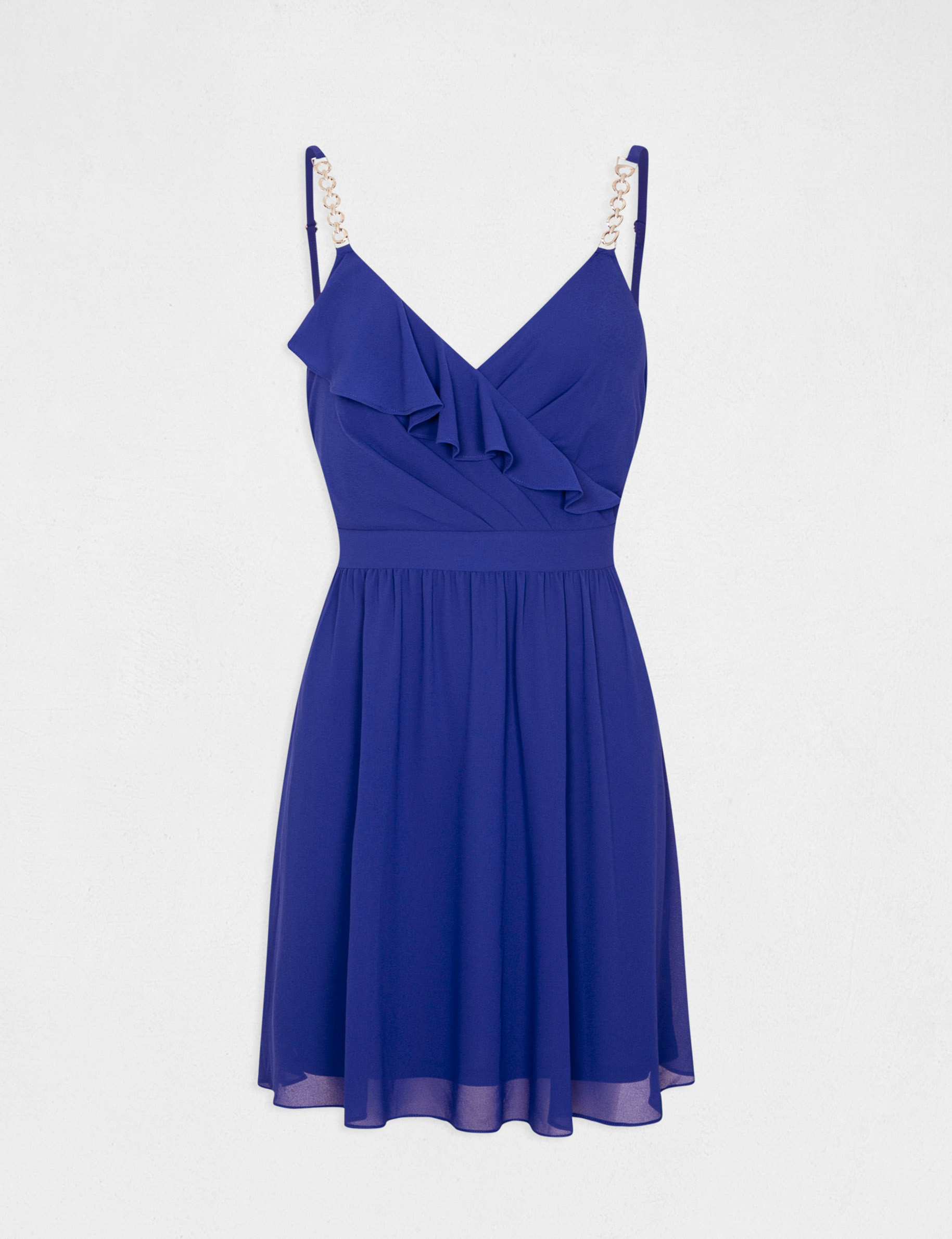 Skaterjurk met overslagkraag bleu electrique vrouw