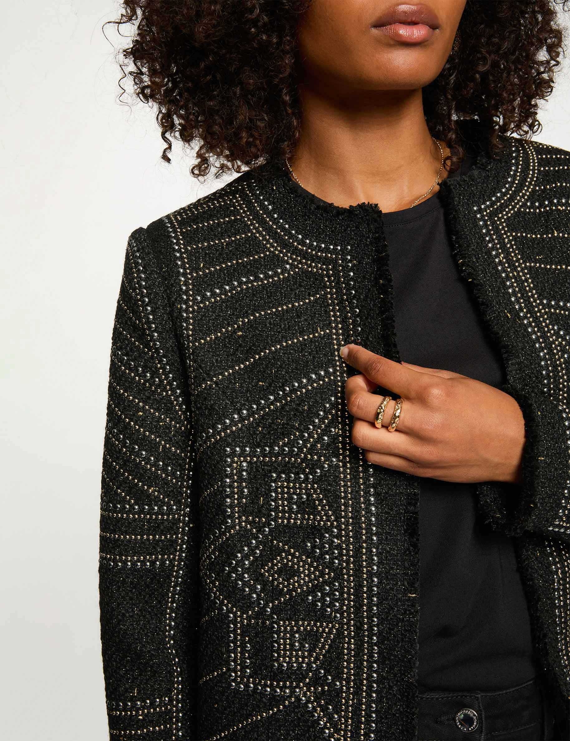 Veste droite cloutée noir femme