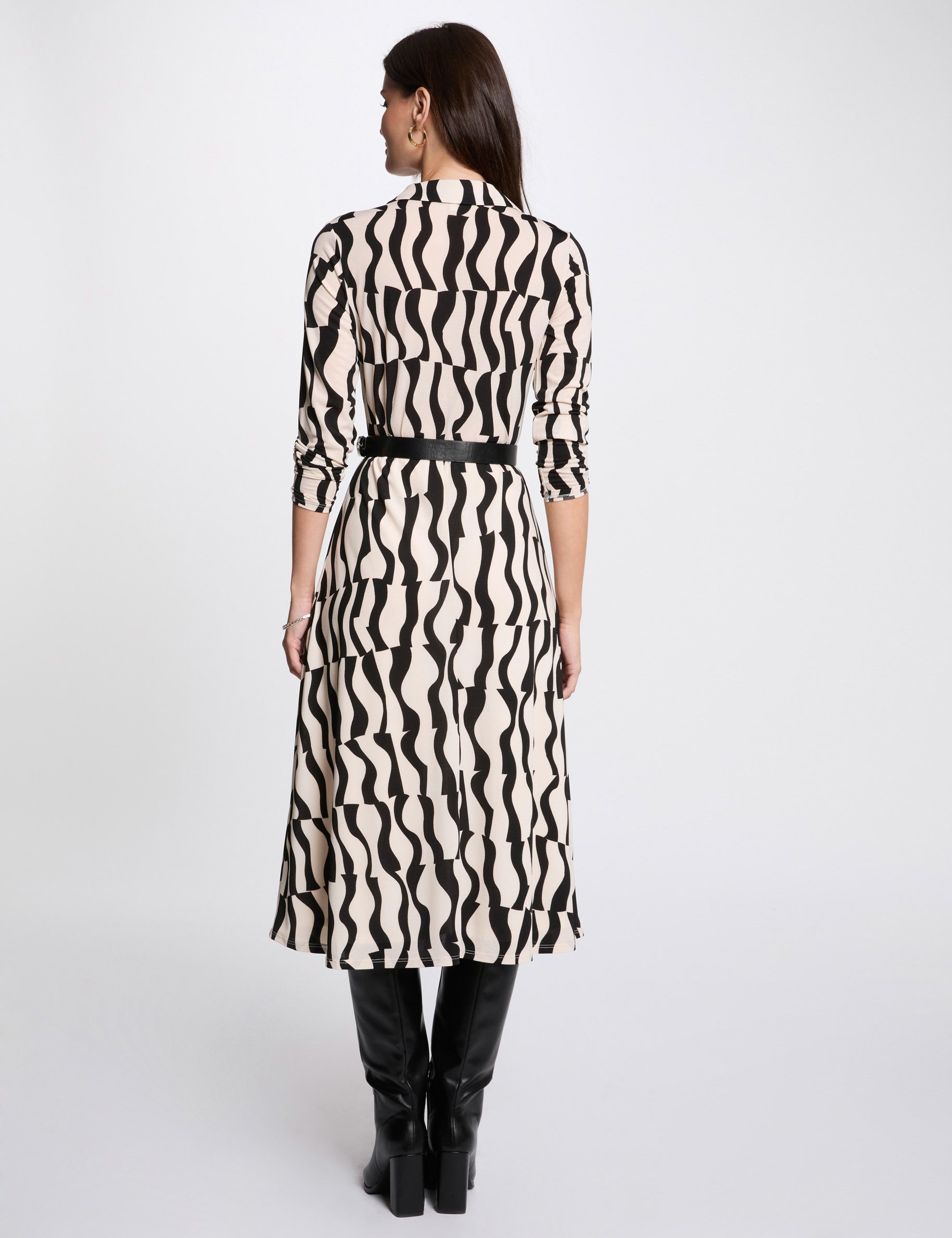 Robe midi droite imprim&eacute;e multicolore femme