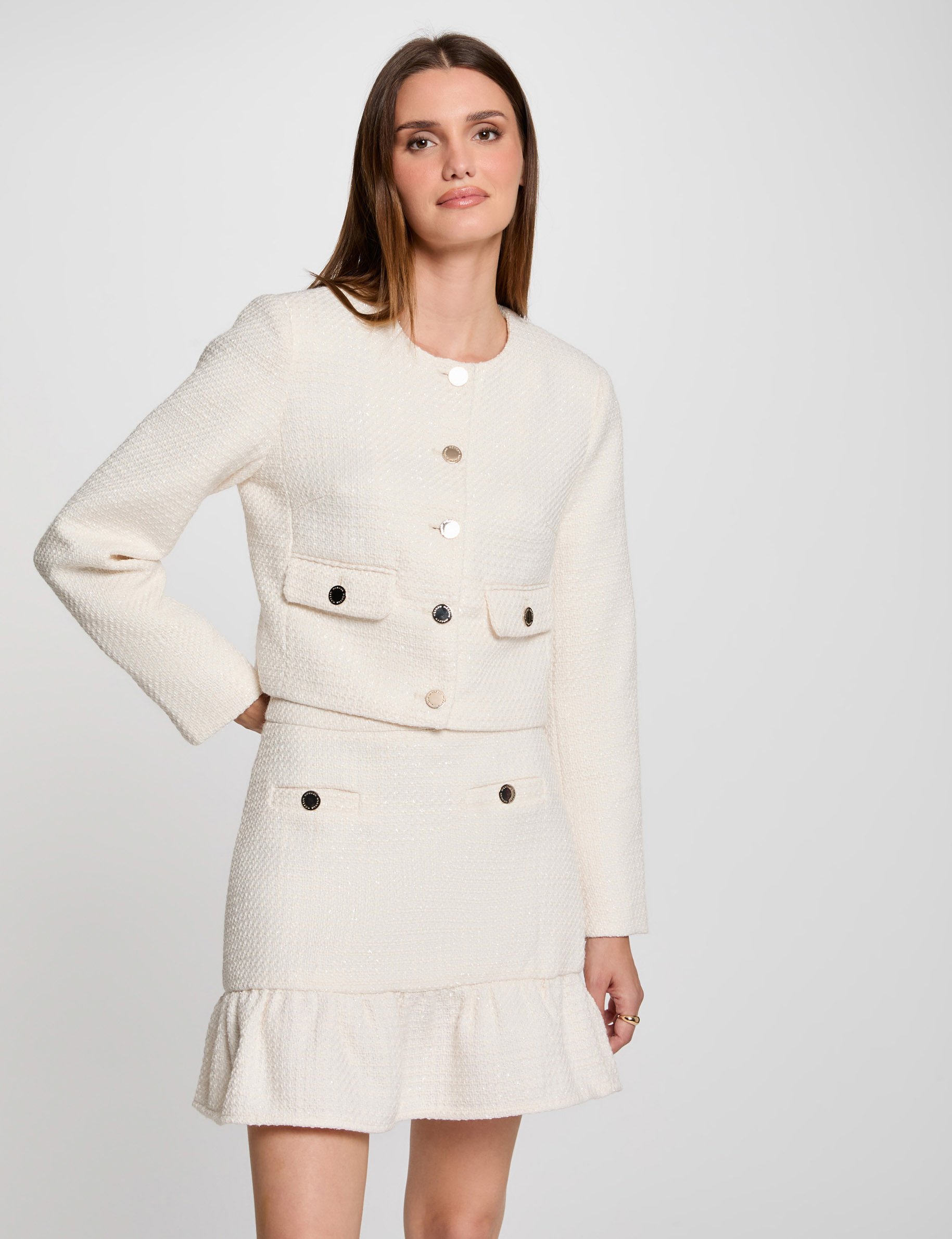 jupe courte tweed ivoire femme Jupe courte tweed ivoire femme