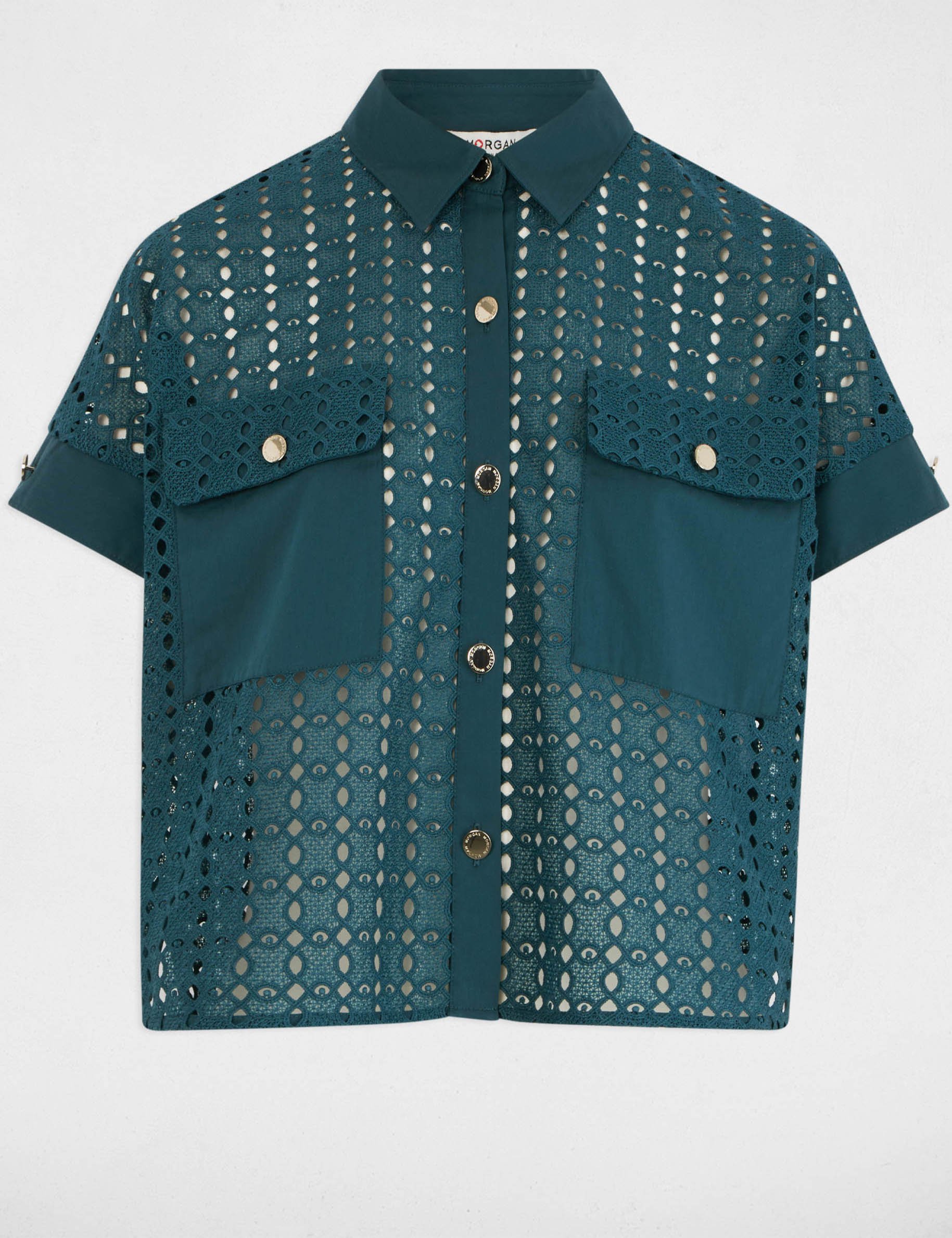 chemise manches courtes bleu petrole femme Chemise manches courtes bleu pétrole femme