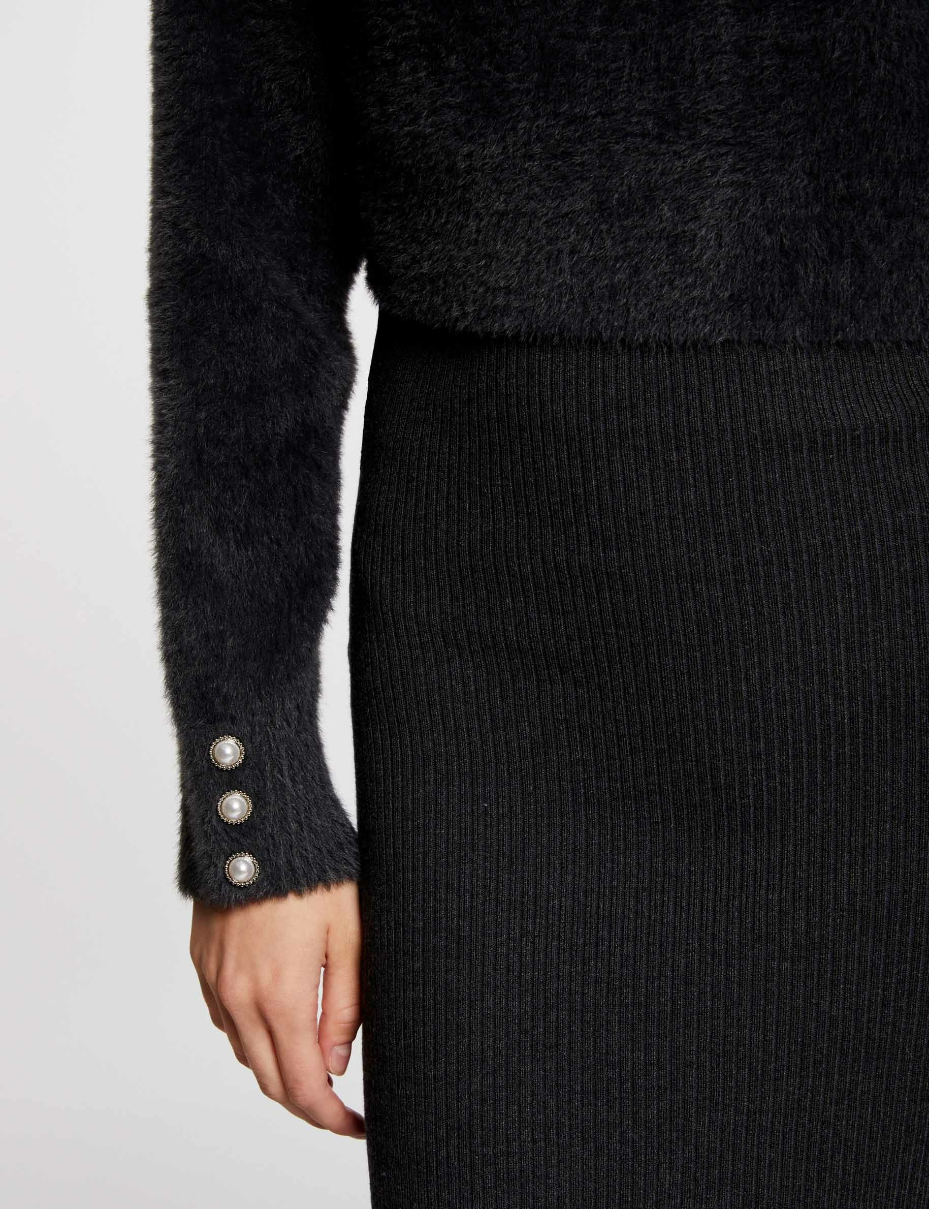 Gebreide midi jurk 2-in-1 donkergrijs vrouw