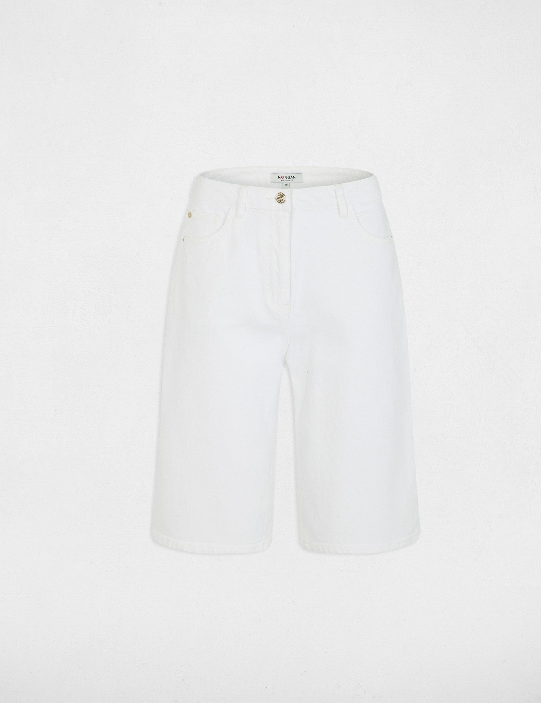 Short large taille haute blanc femme