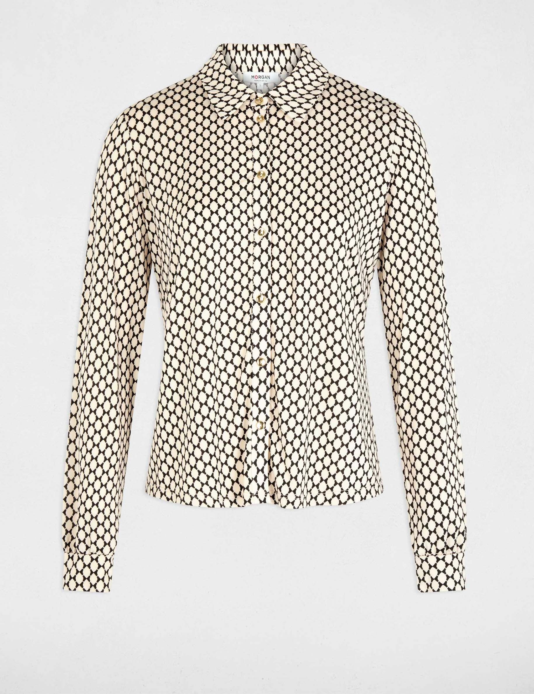Rechte blouse met reverskraag zwart vrouw