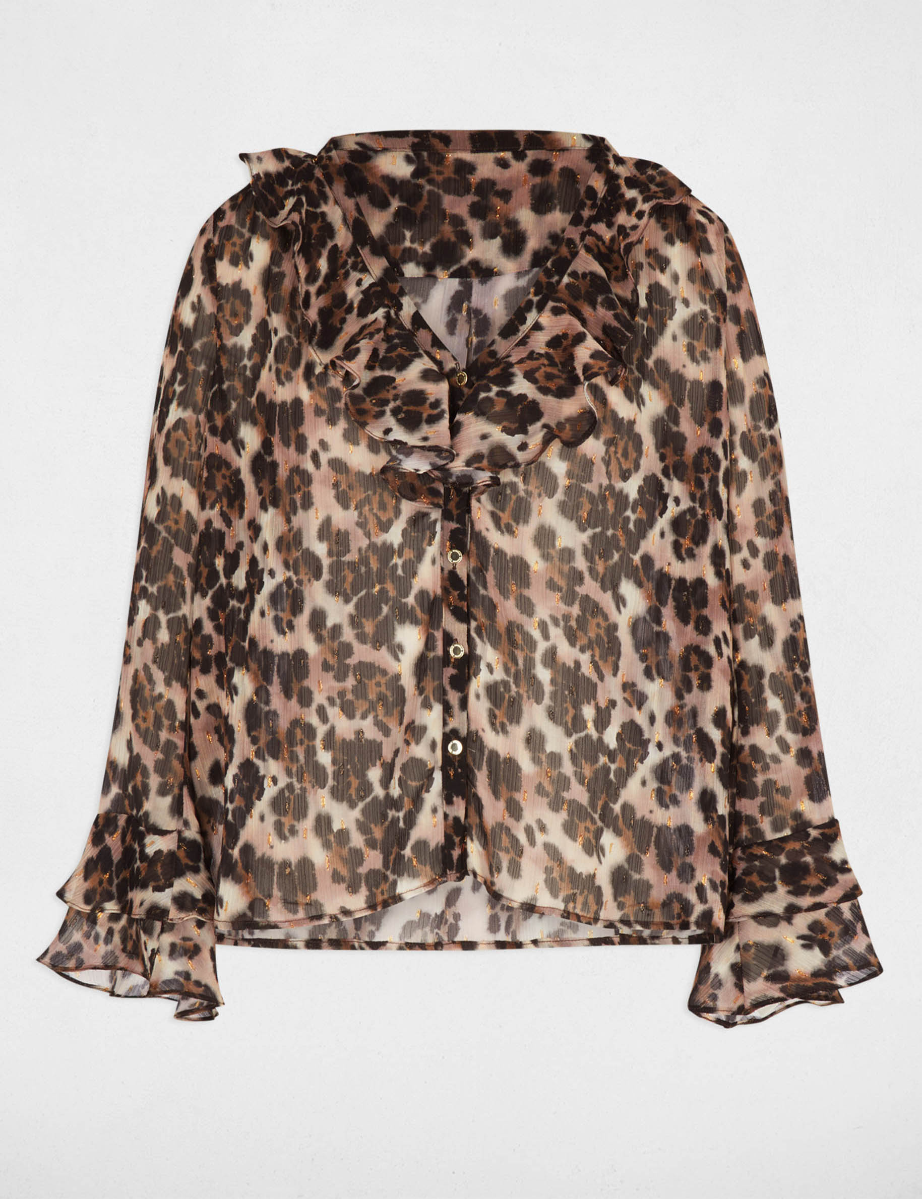 Chemise ajustée col v multicolore femme