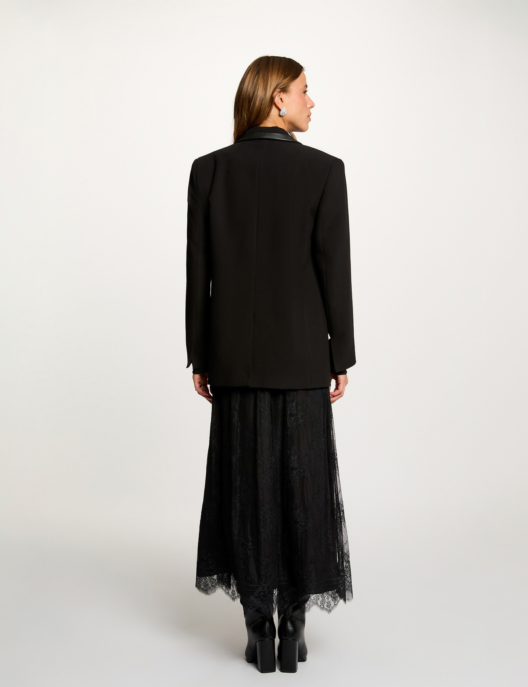 Blazer met reverskraag zwart vrouw