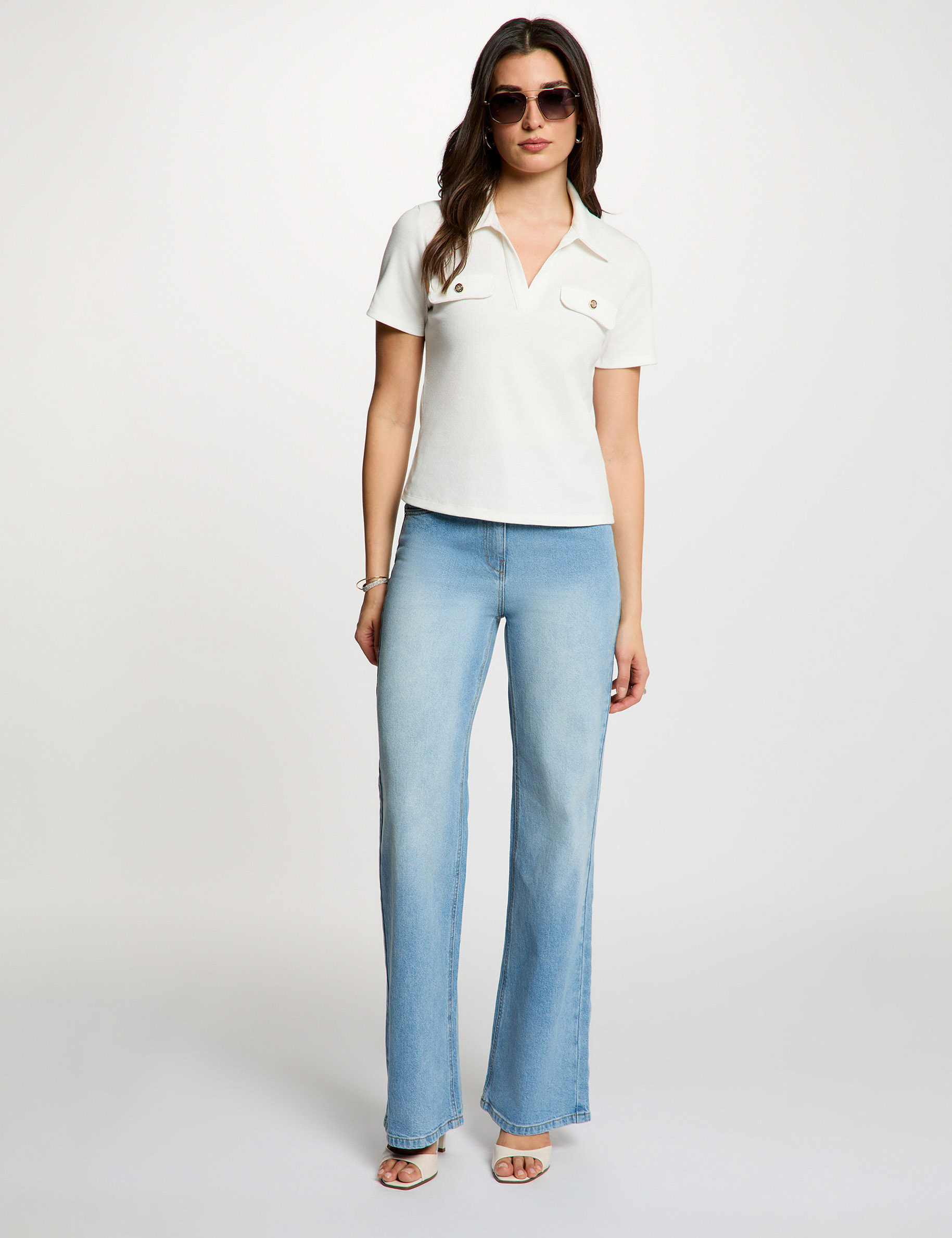 T-shirt manches courtes blanc femme