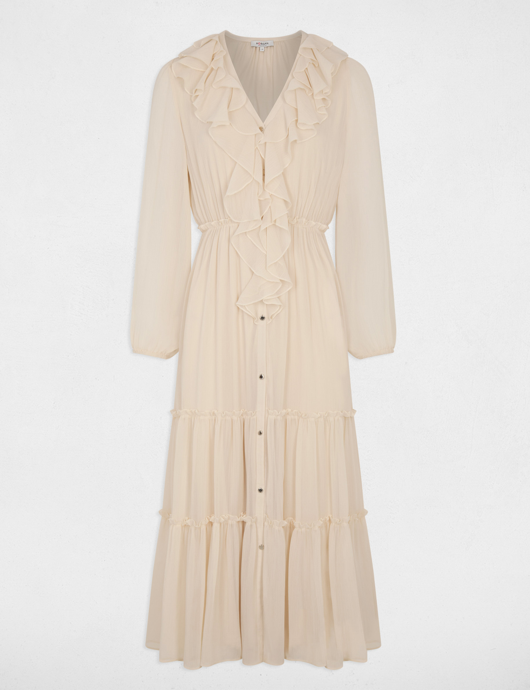 Robe longue fluide creme femme