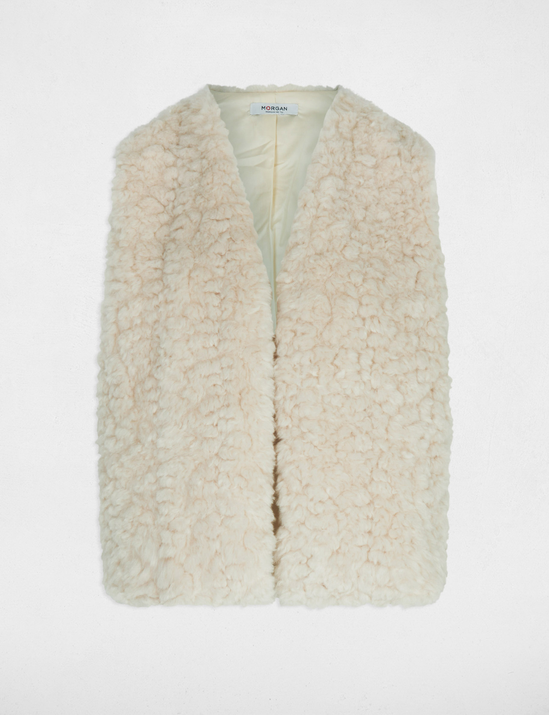 Gilet fausse fourrure ivoire femme